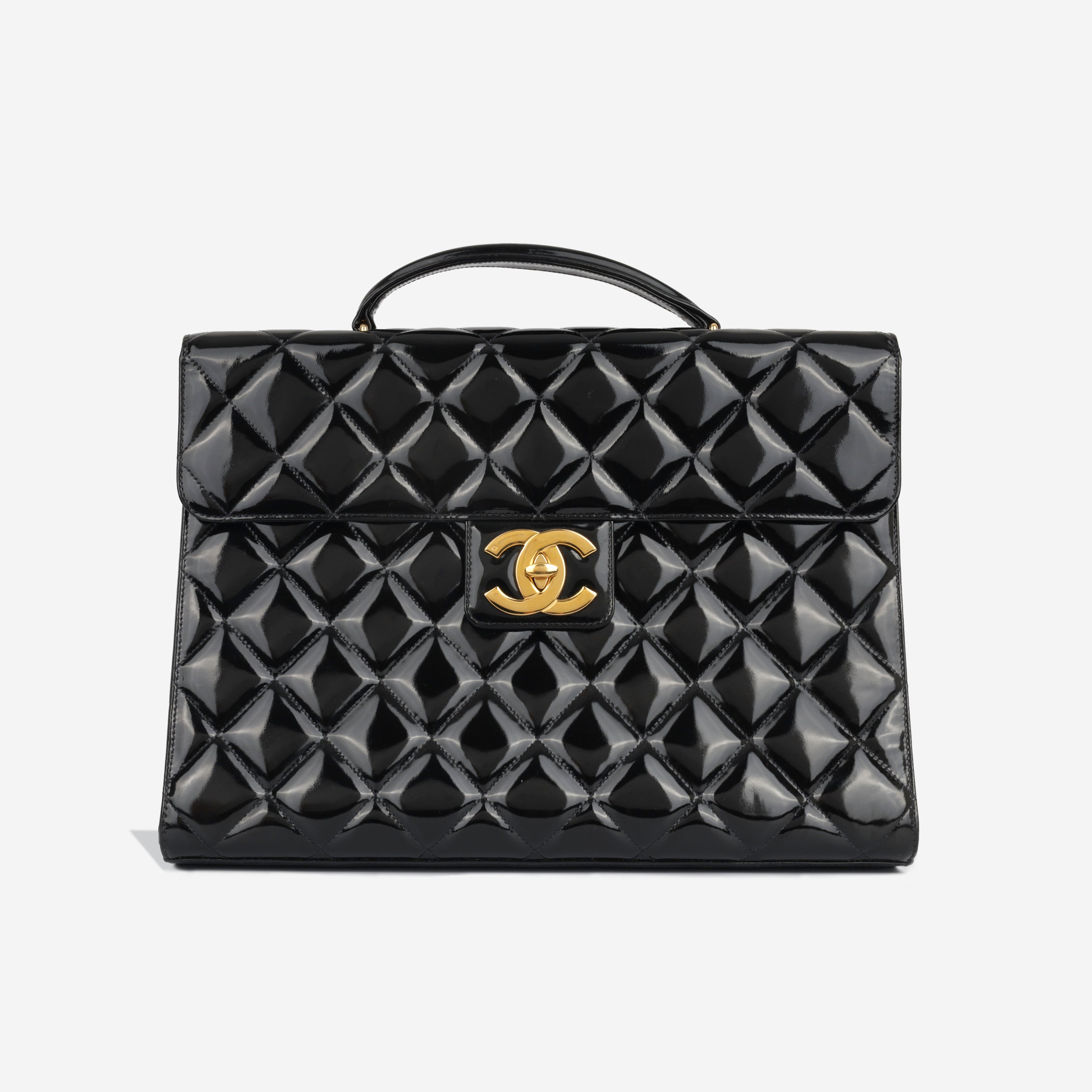 Vintage Portfolio Briefcase - Black Patent