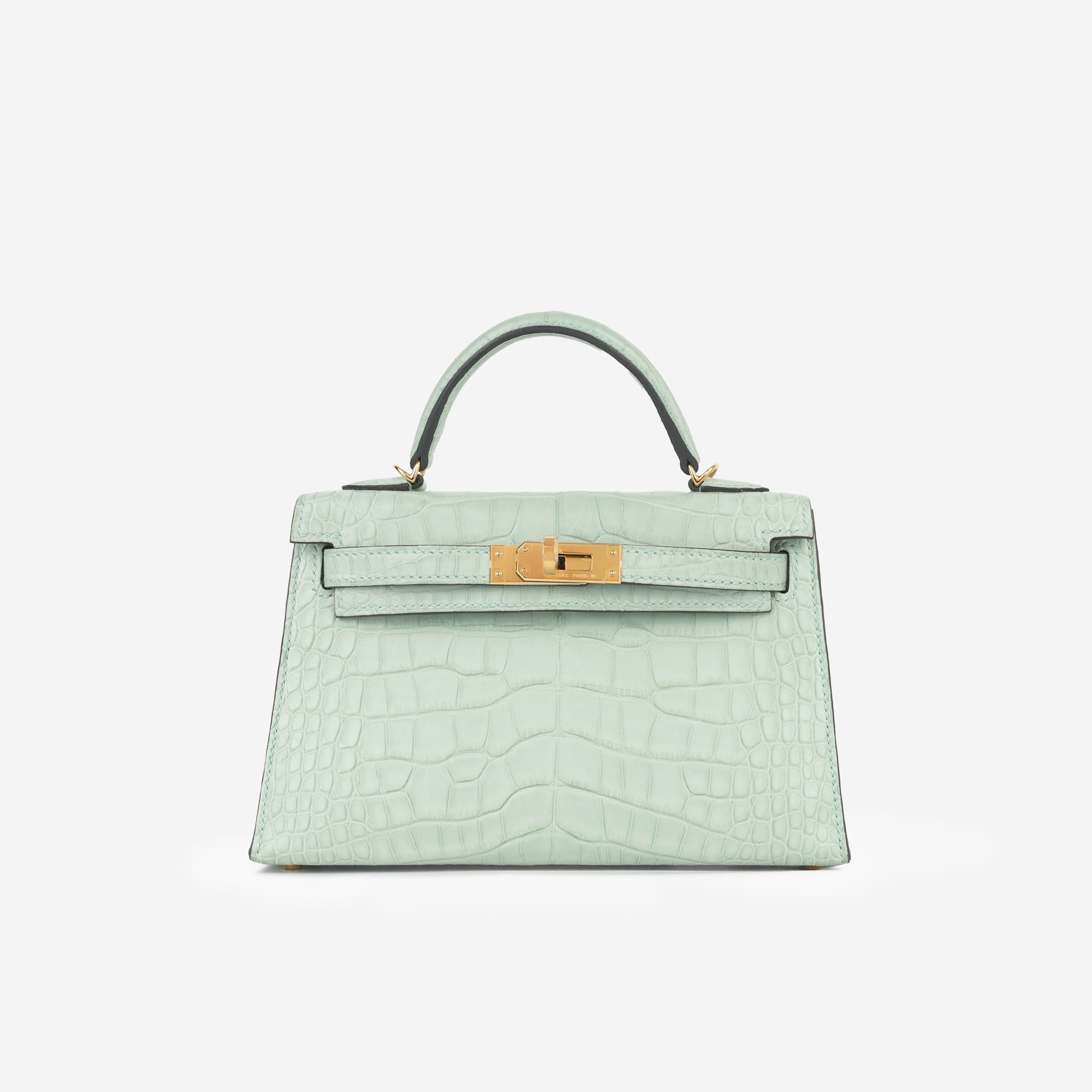 Mini Kelly  - Vert D'Eau Matte Alligator
