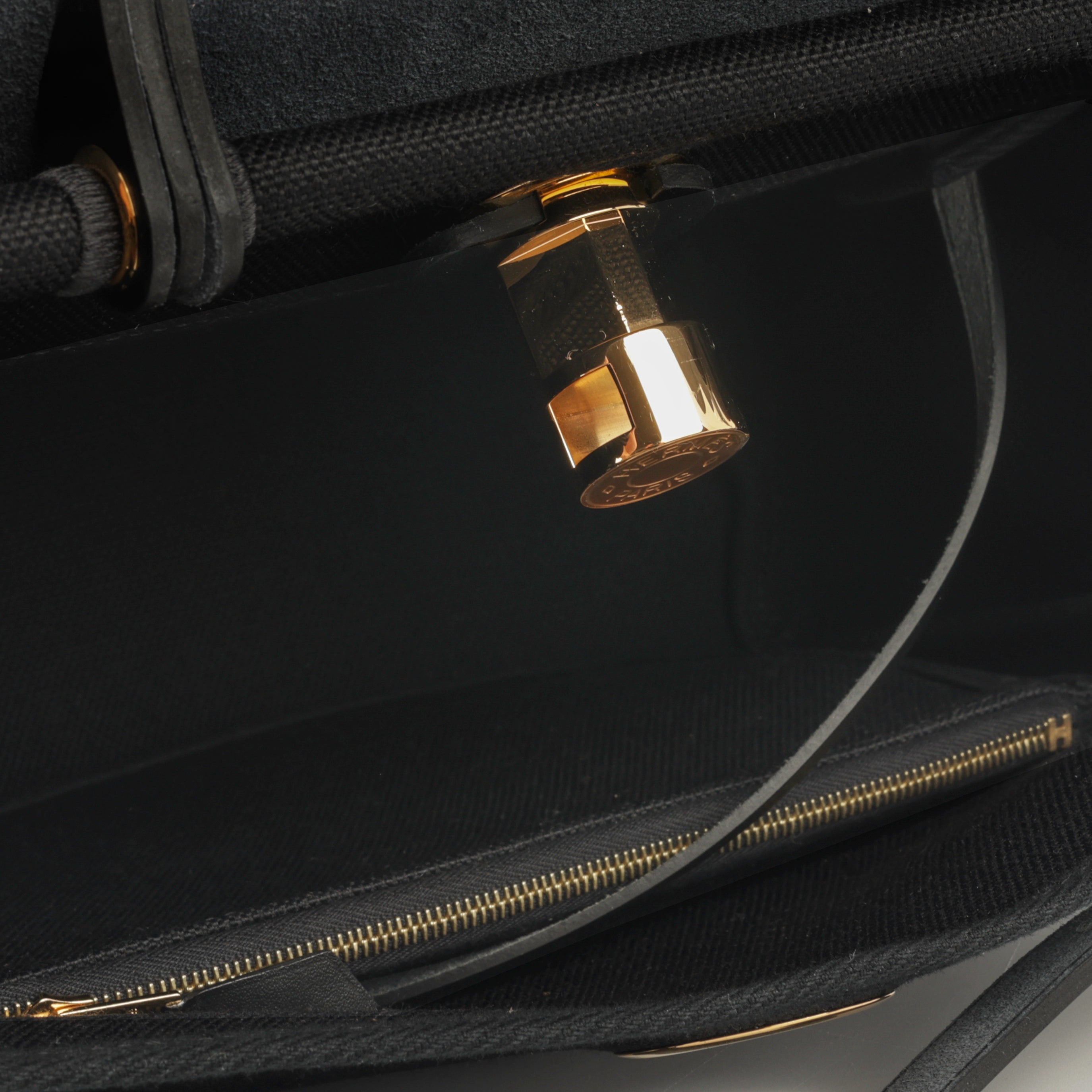 Hermès Herbag 31 - Black Canvas / Hunter Leather | Gold Hardware