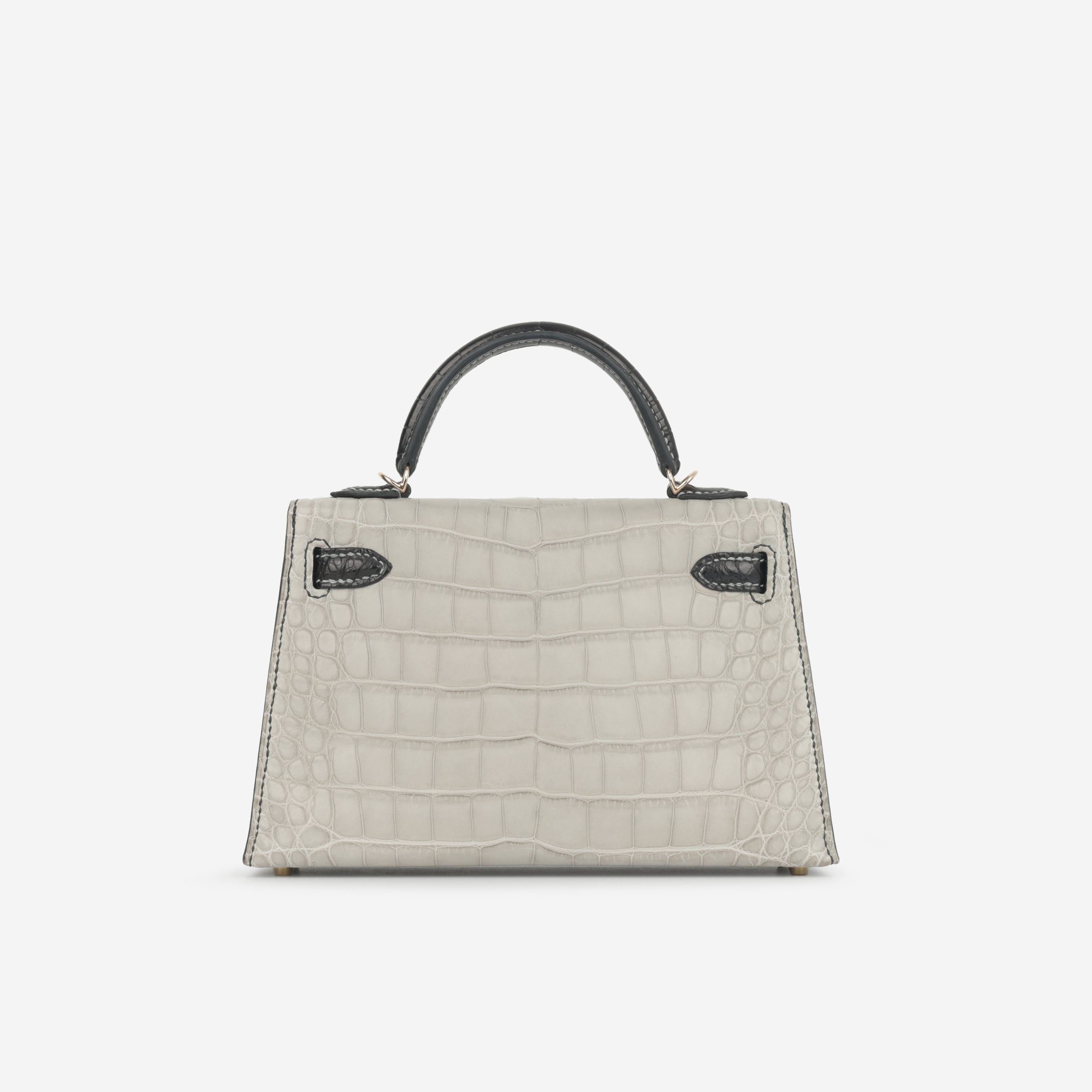 Hermès HSS Mini Kelly - Gris Perle / Black Matte Alligator | Permabrass Hardware