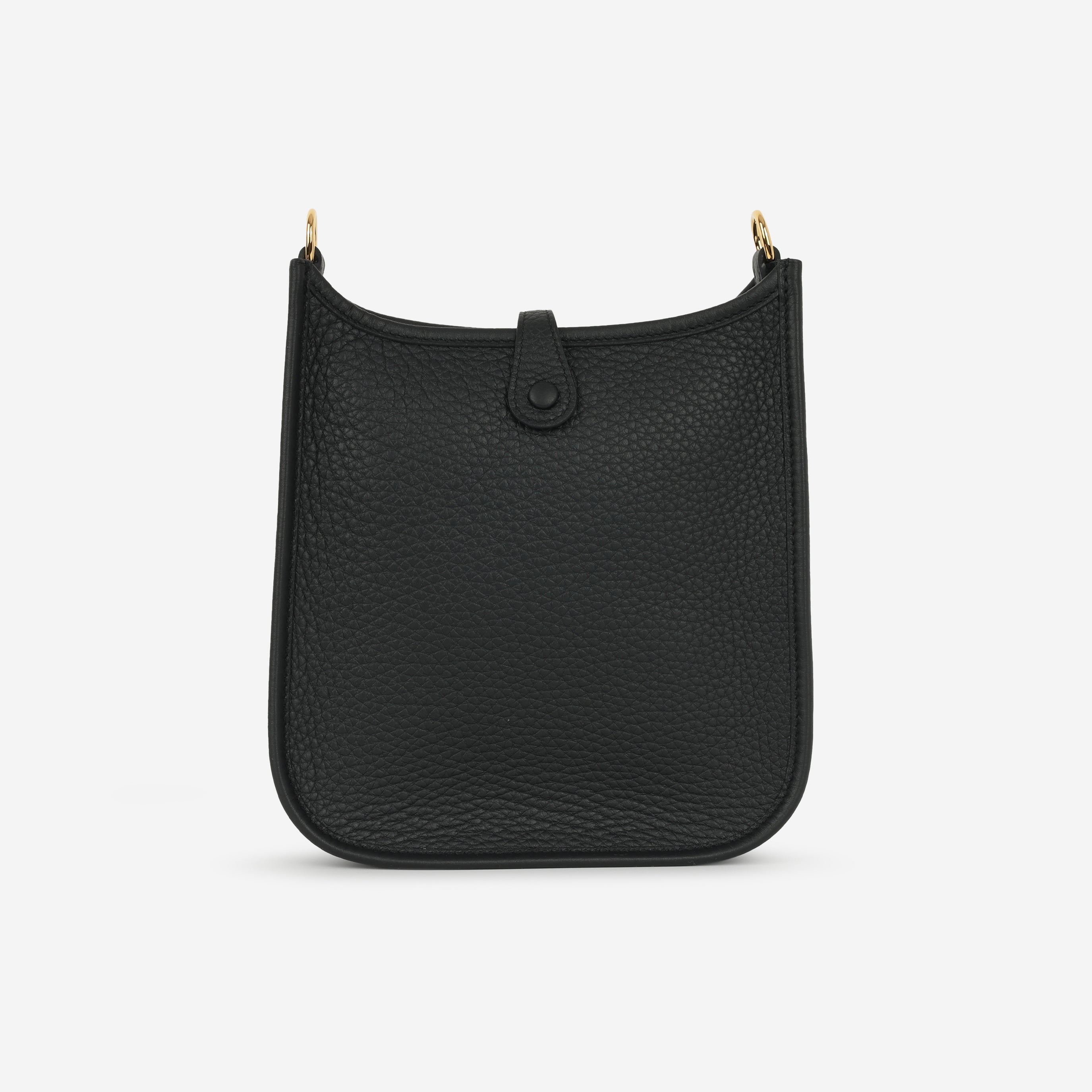 Hermès Mini Evelyne - Black Clemence / Gris Fume Strap | Gold Hardware