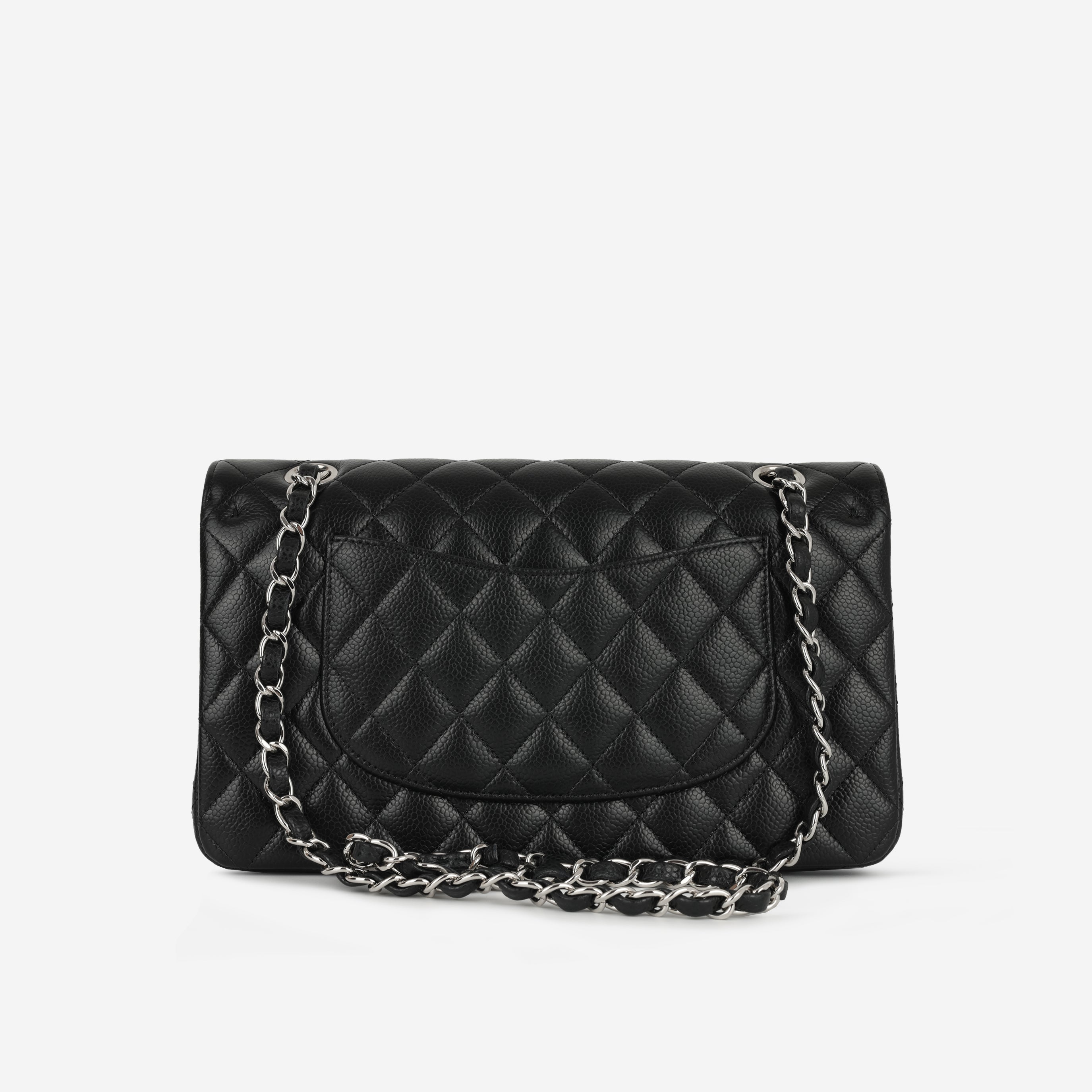 Medium Classic Flap - Black Caviar | Silver Hardware