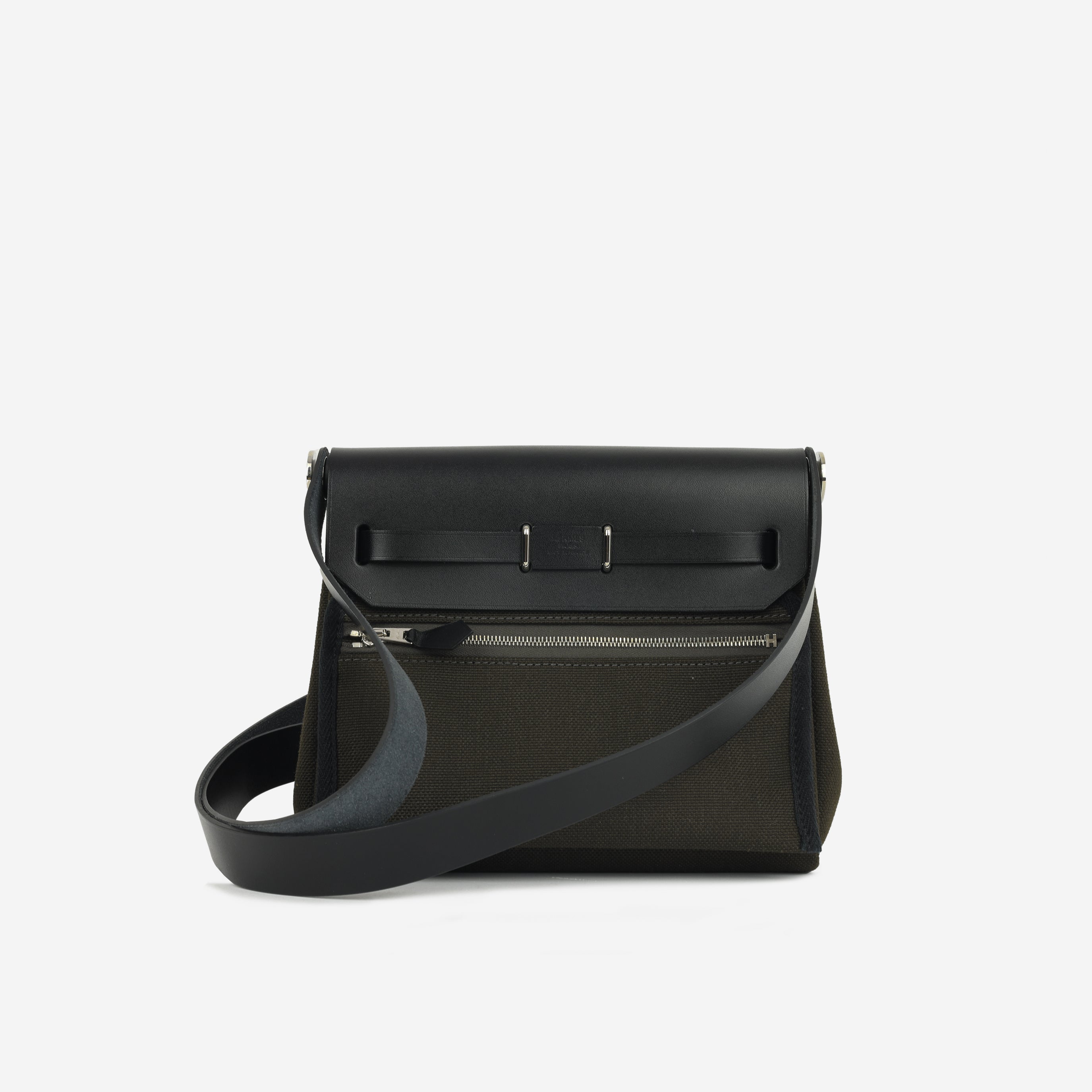 Hermès Herbag 20 - Dark Bronze Canvas / Noir Hunter | Palladium Hardware