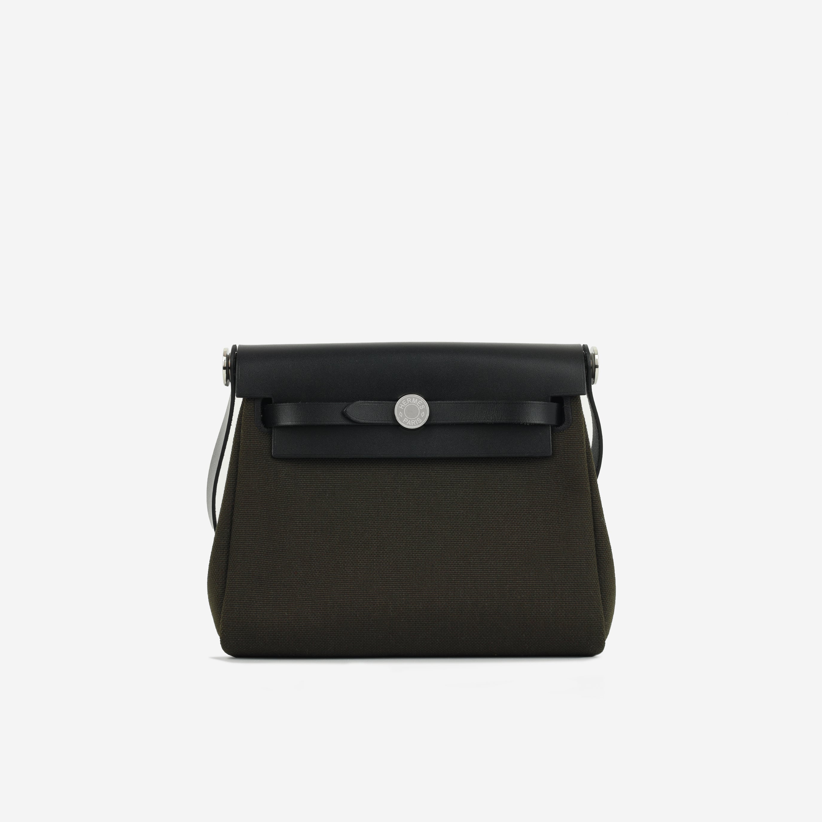 Hermès Herbag 20 - Dark Bronze Canvas / Noir Hunter | Palladium Hardware