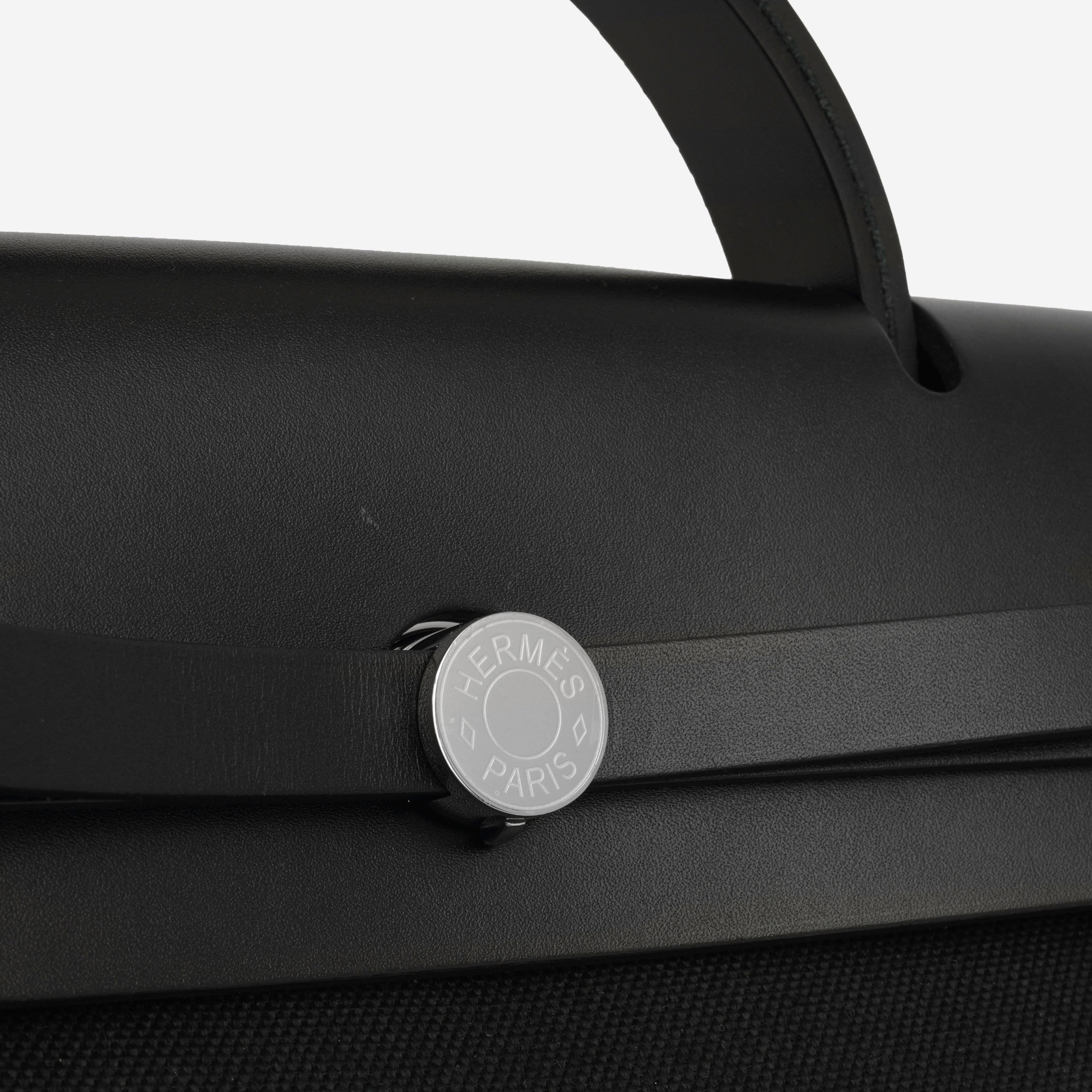 Hermès Herbag 39 - Black Canvas / Hunter | Palladium Hardware