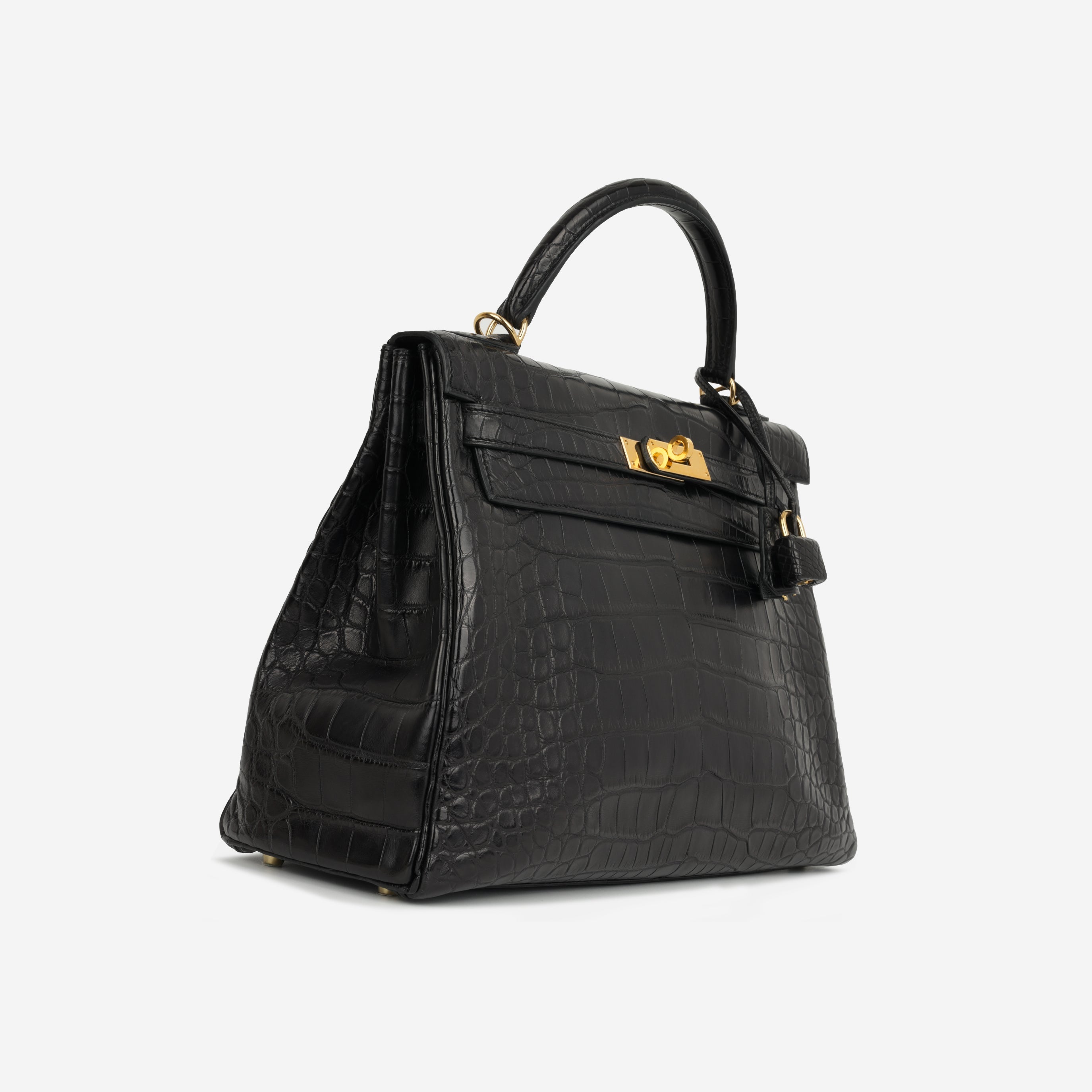 Hermès Kelly 32 – Noir Alligator Mississippiensis | Gold Hardware
