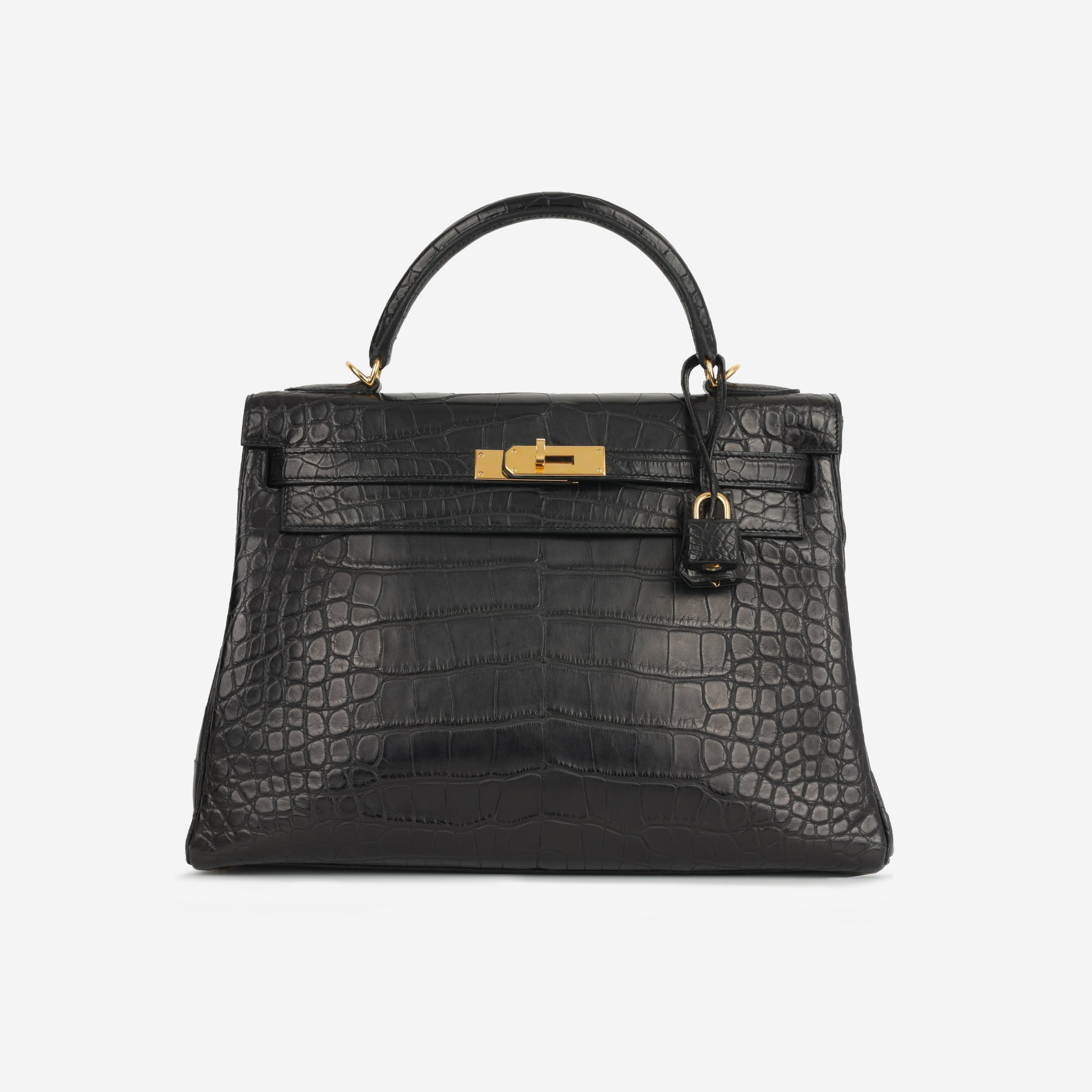 Hermès Kelly 32 – Noir Alligator Mississippiensis | Gold Hardware