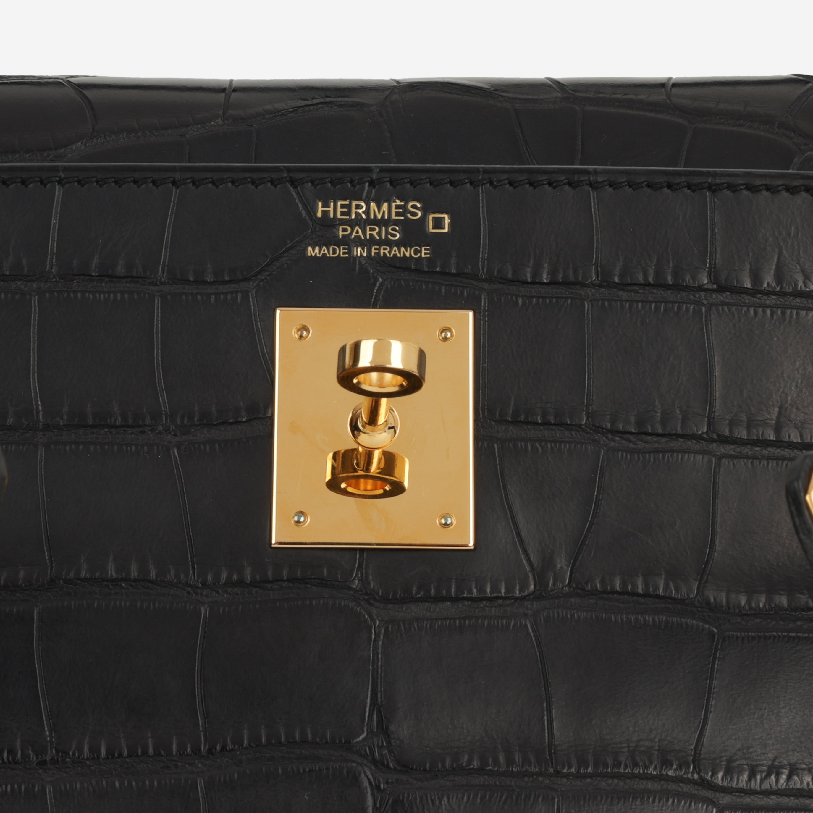 Hermès Kelly 32 – Noir Alligator Mississippiensis | Gold Hardware