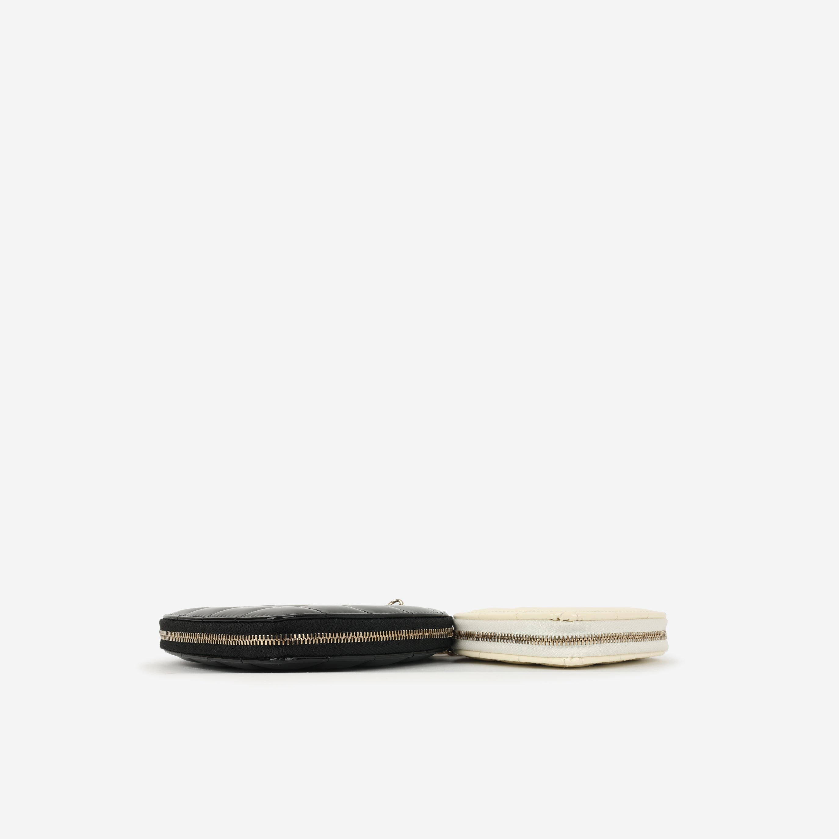Chanel Double Heart Crossbody - Black/White