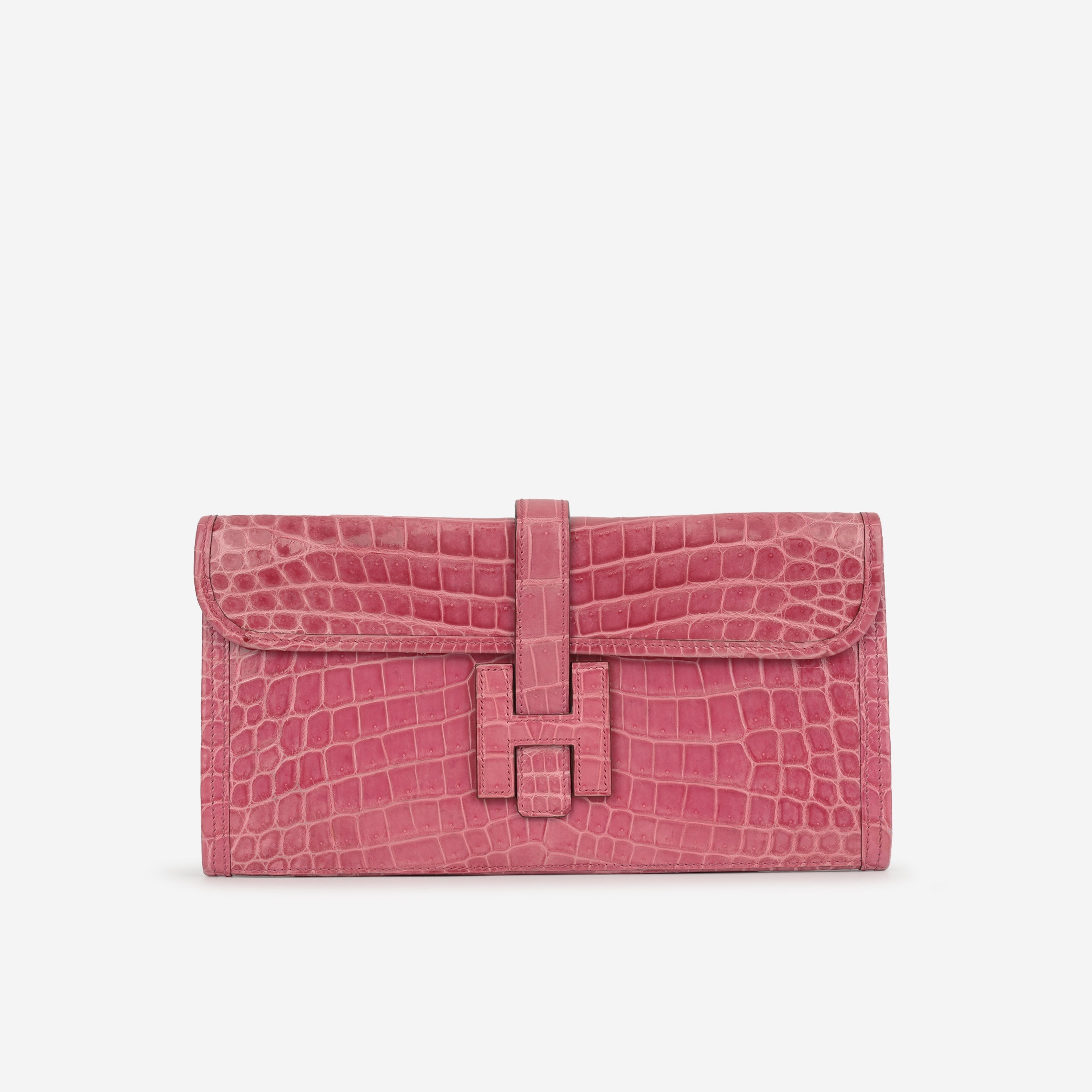 Hermès Jige Clutch 29 - Rose Indien Shiny Crocodile