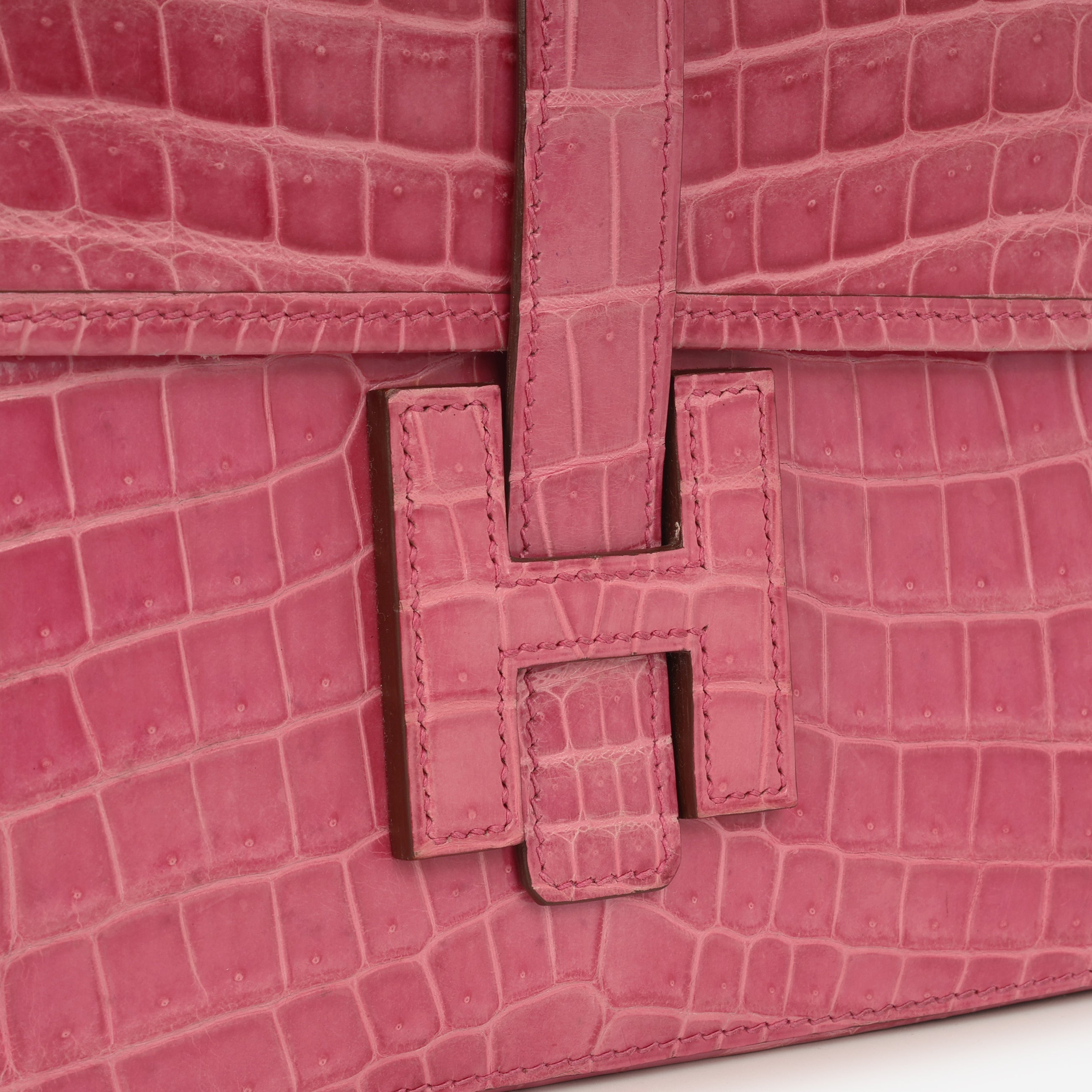 Hermès Jige Clutch 29 - Rose Indien Shiny Crocodile