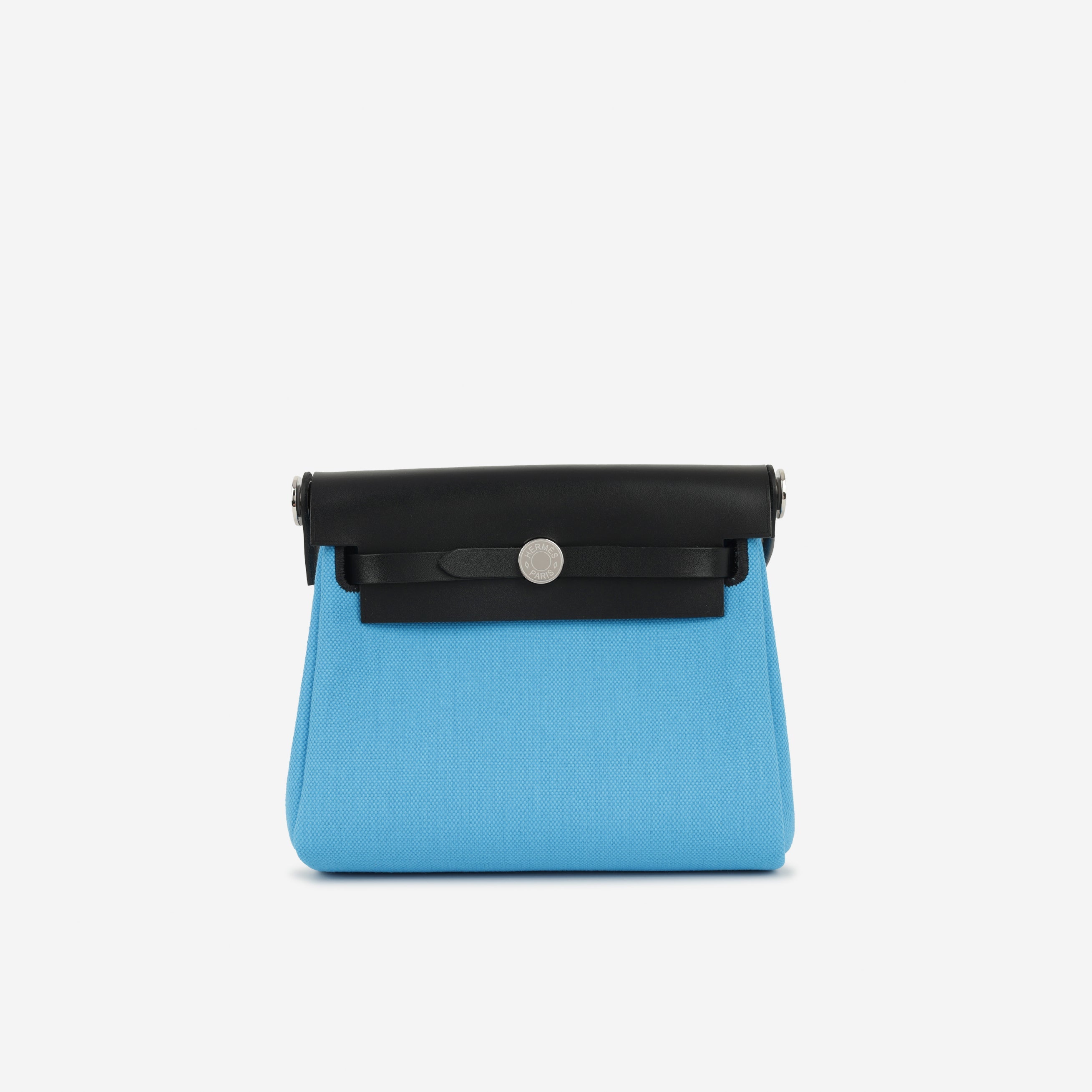 Hermès Mini Herbag 20 Bleu Riviera Canvas - Noir Hunter | Palladium Hardware