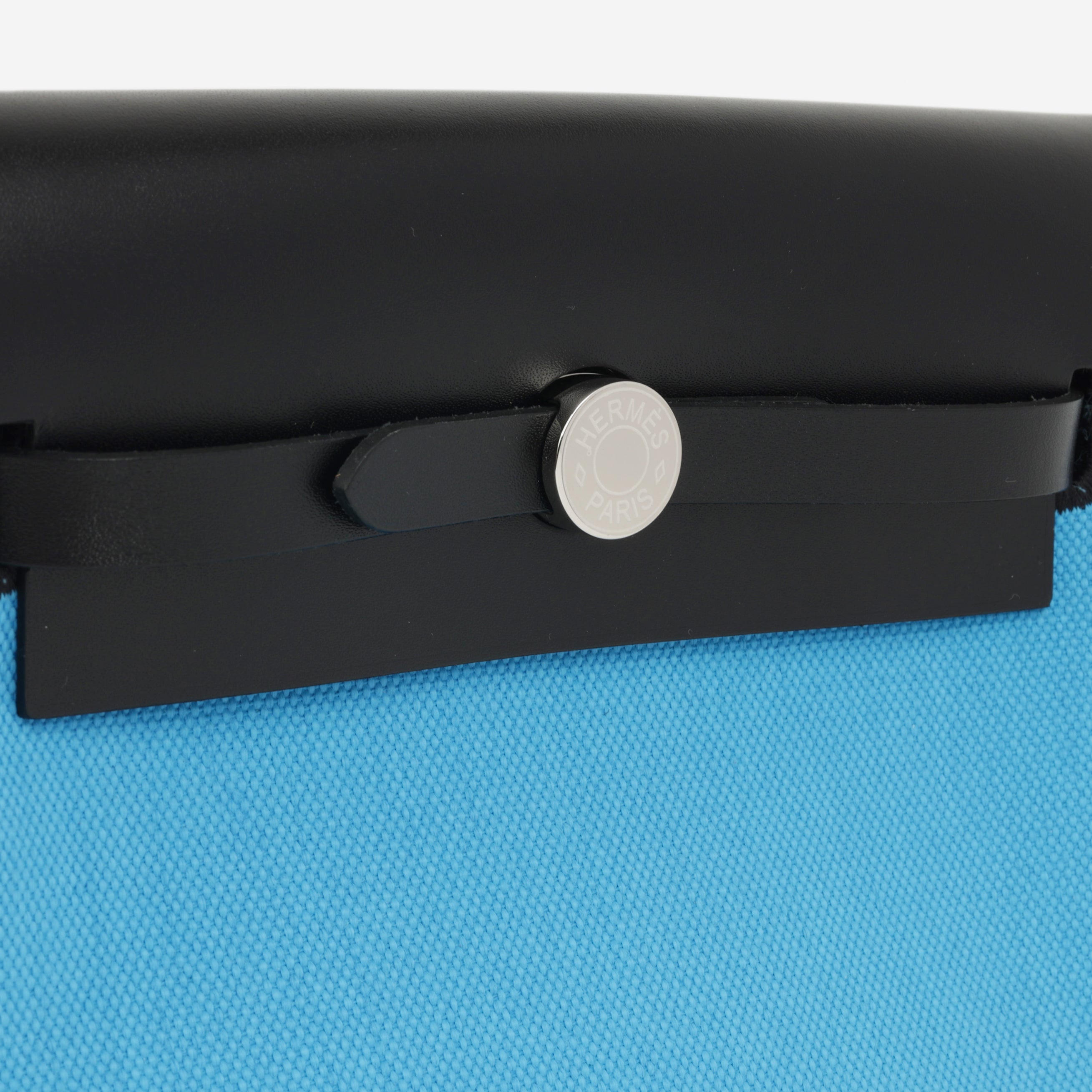 Hermès Mini Herbag 20 Bleu Riviera Canvas - Noir Hunter | Palladium Hardware