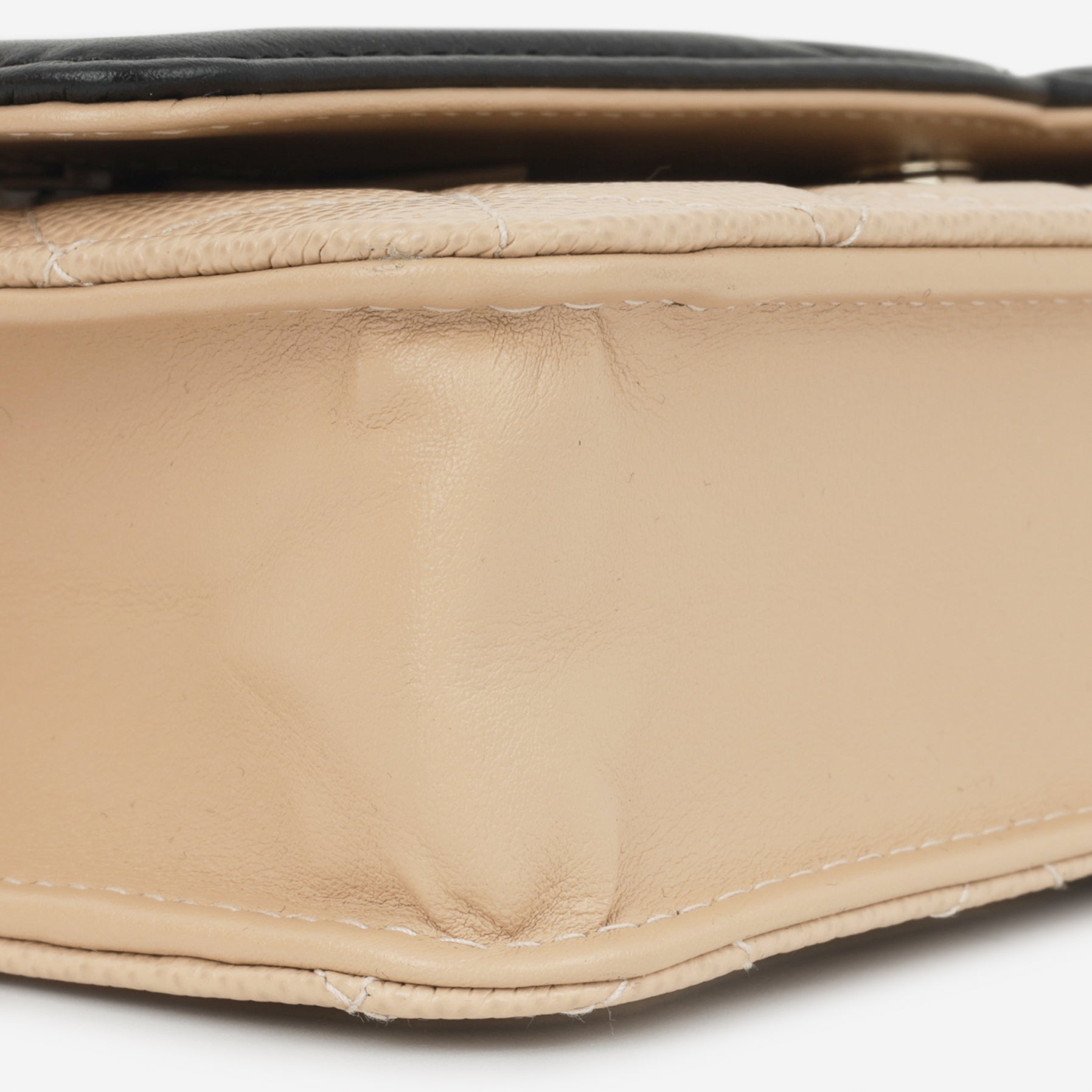 Chanel Filigree Wallet on Chain - Beige / Black Caviar | Champagne Gold Hardware