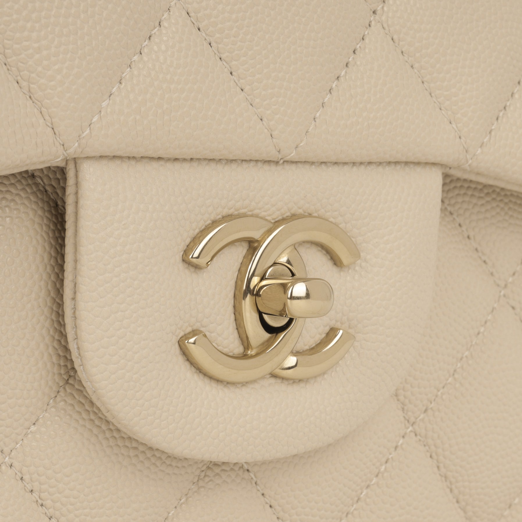 Chanel Classic Jumbo Double Flap - Ecru Caviar | Champagne Gold Hardware