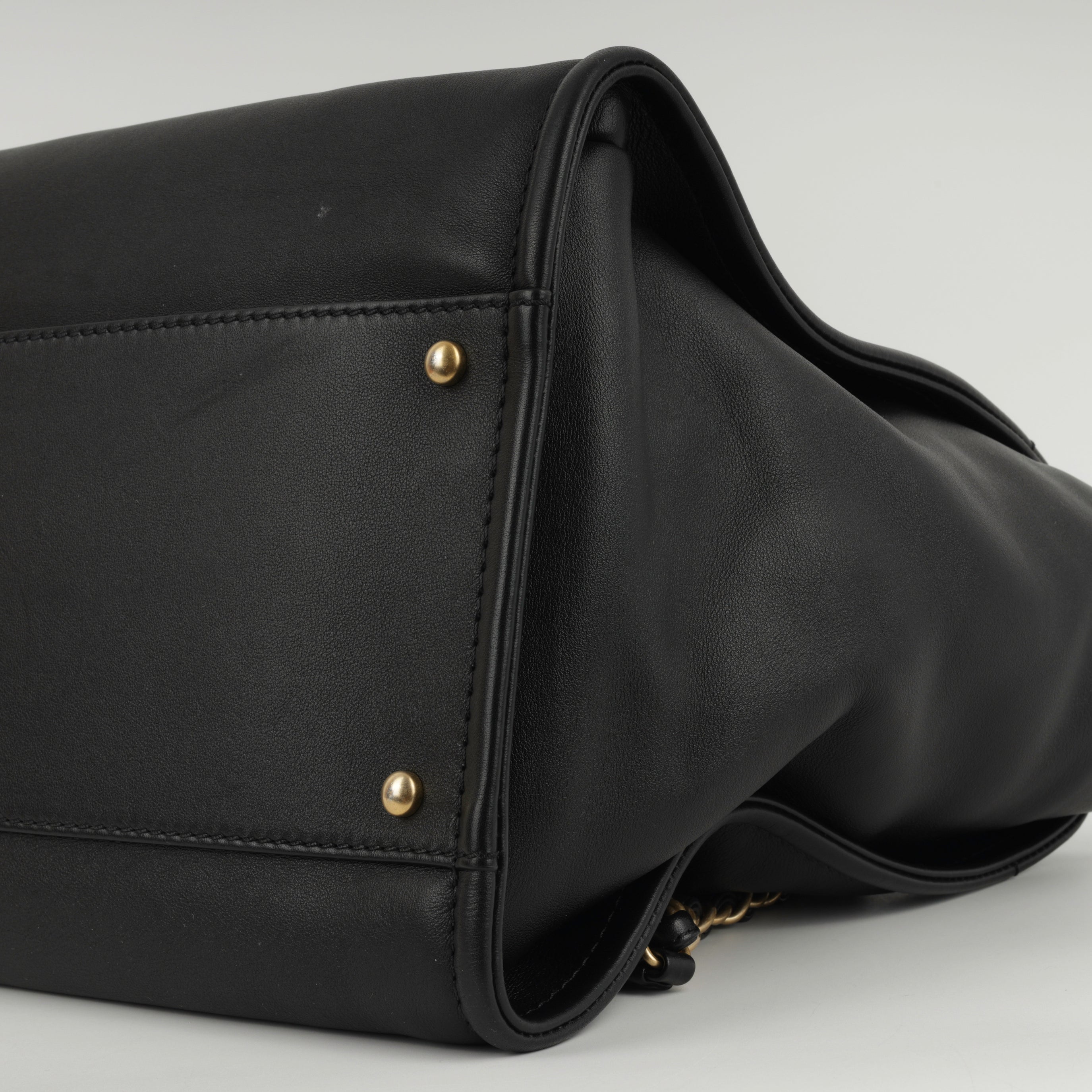 Chanel Large Deauville - Black Lambskin with Multicolor Logo | Antique Gold Hardware