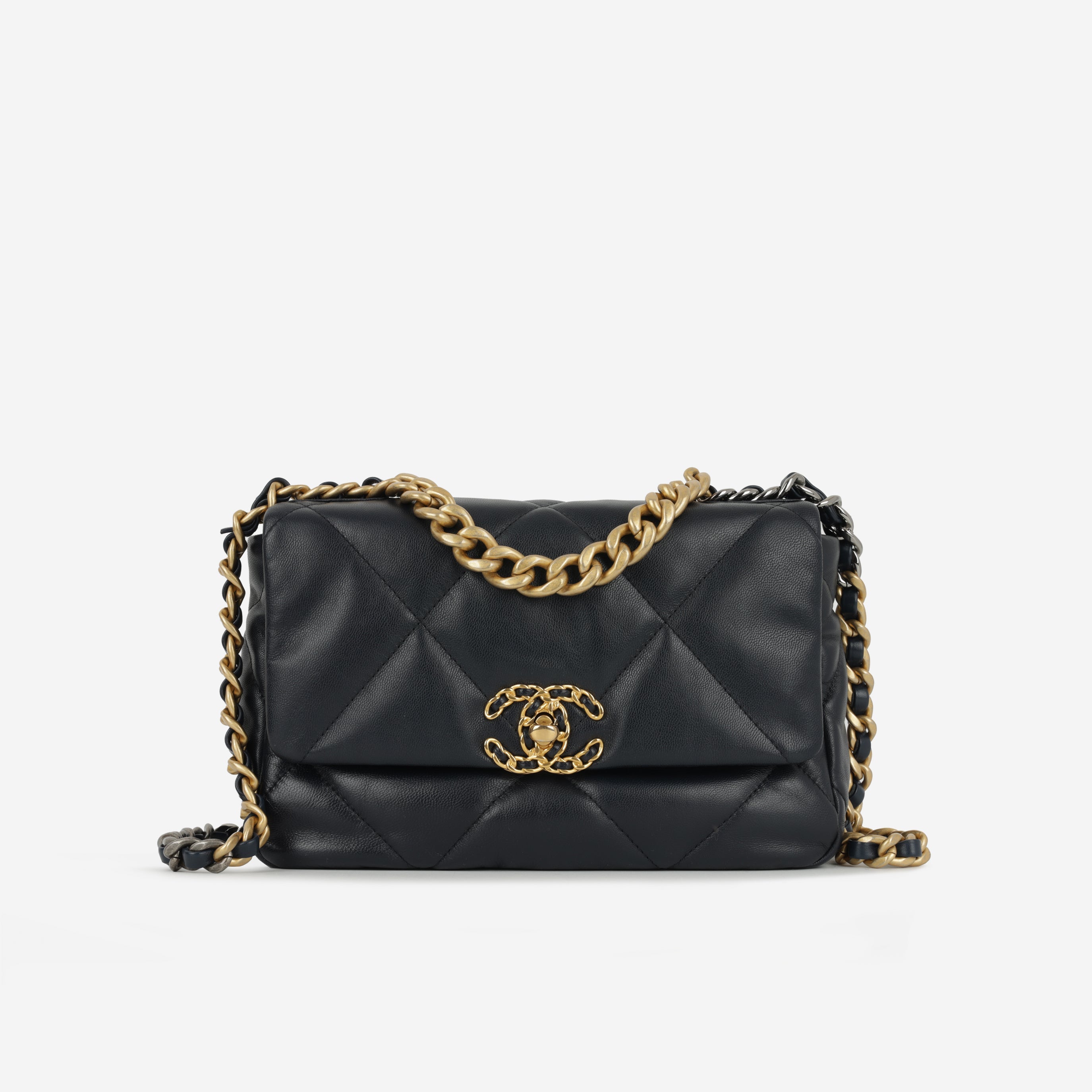 Chanel Small 19  Midnight Blue Lambskin | Gold & Silver Hardware