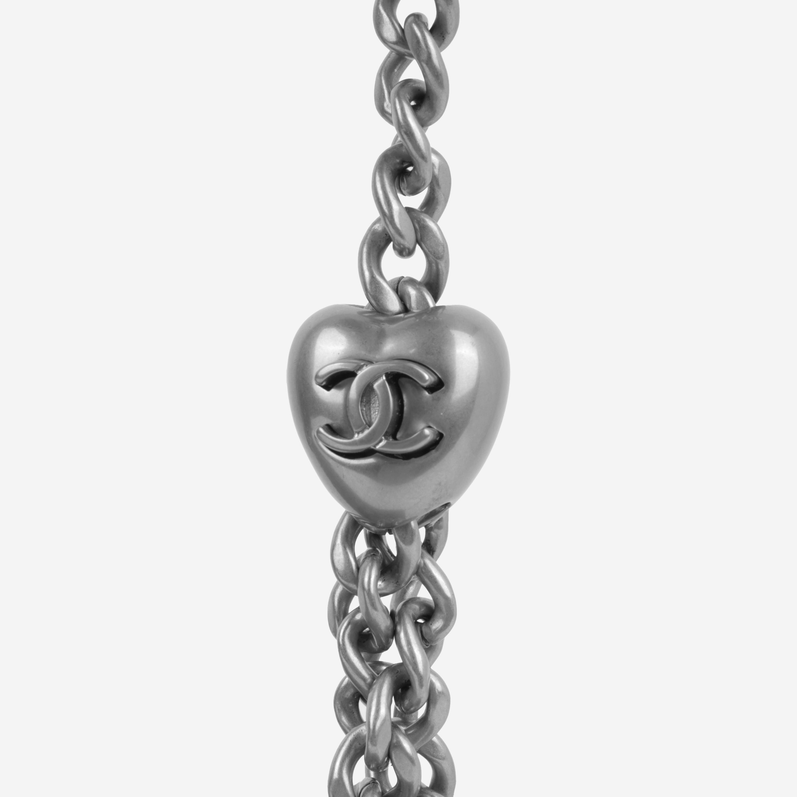 Chanel Square Camellia Heart Crush - Blue Embroidered Denim | Silver Hardware