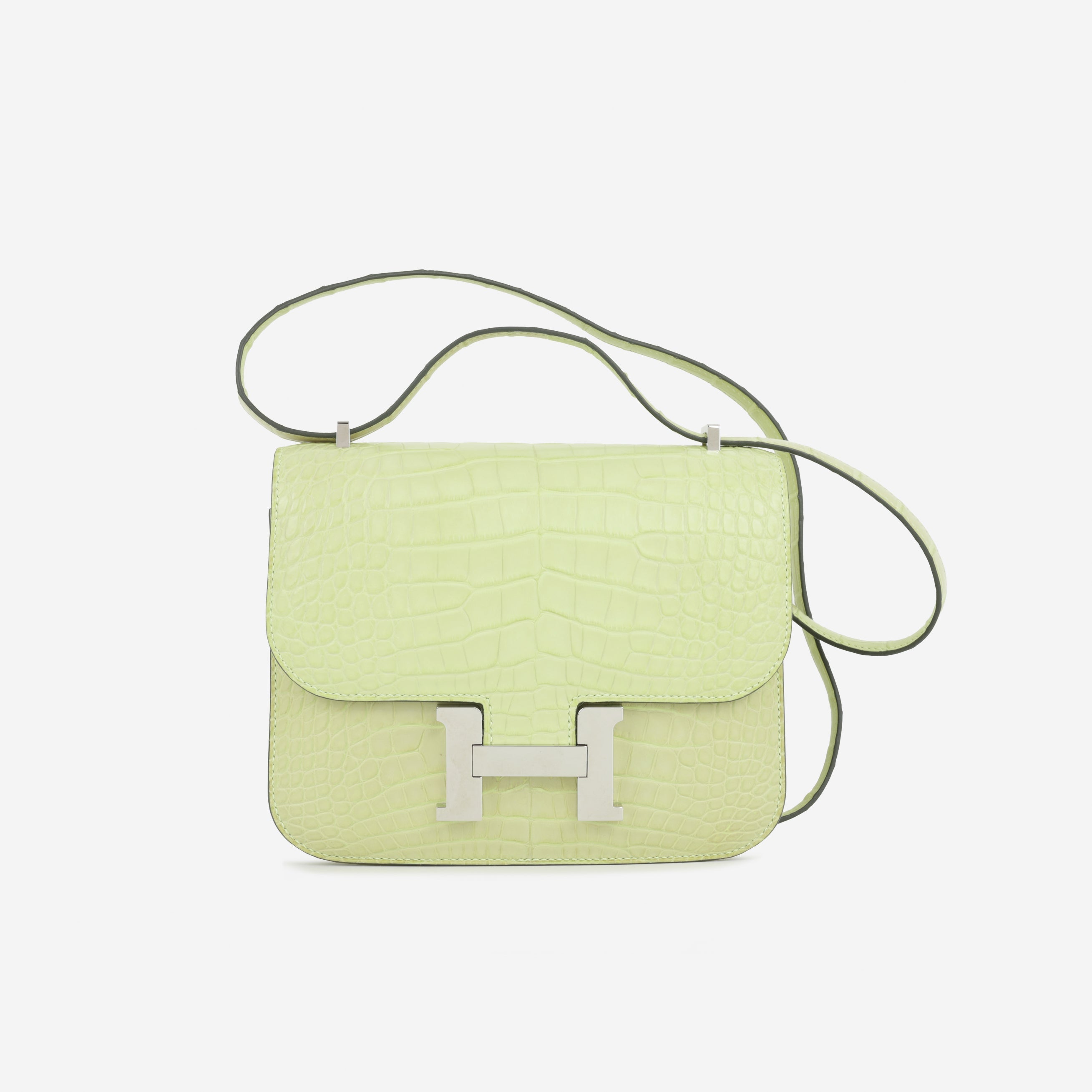 Hermès Constance 18 -  Jaune Bourgeon Matte Alligator Mississippiensis | Palladium Hardware