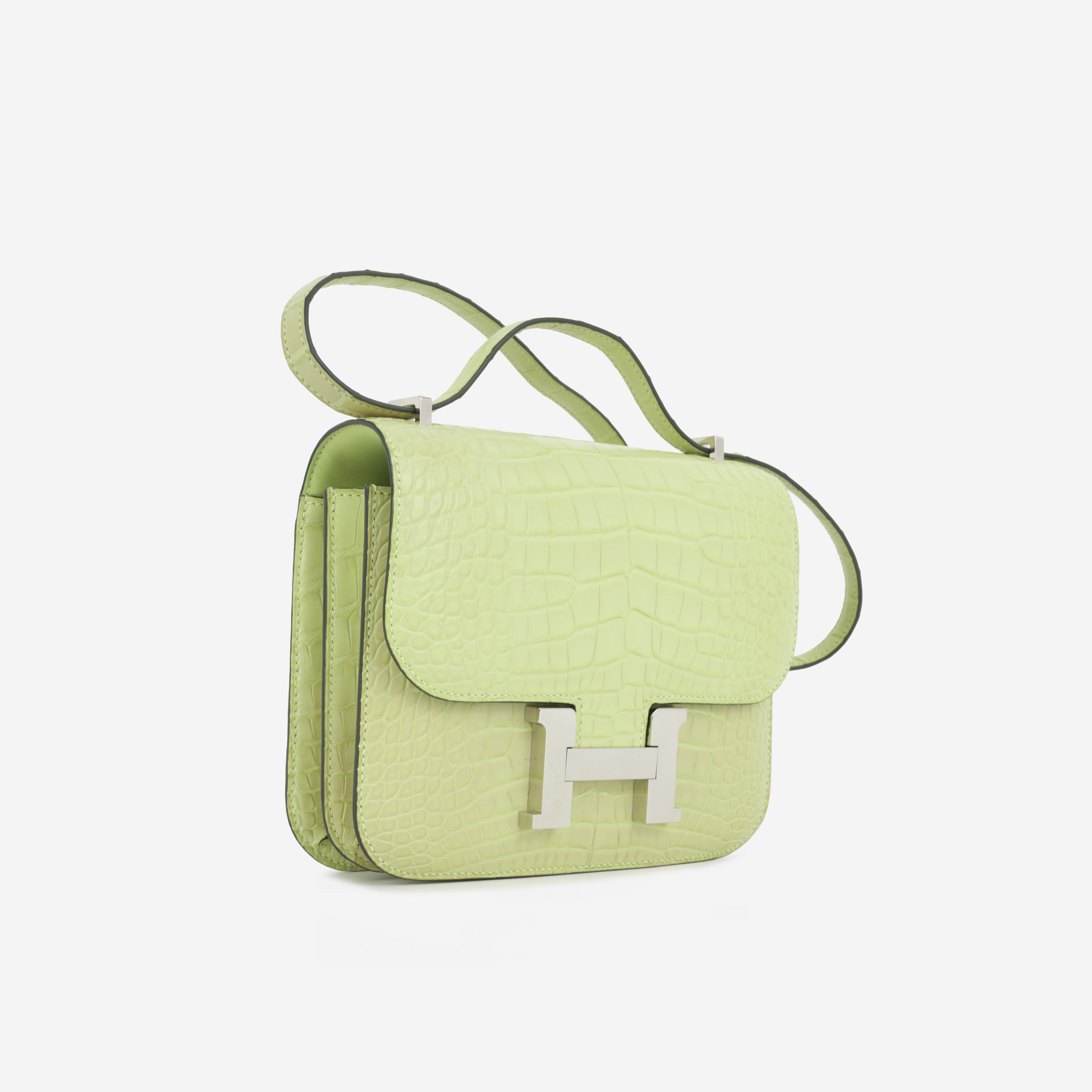 Hermès Constance 18 -  Jaune Bourgeon Matte Alligator Mississippiensis | Palladium Hardware