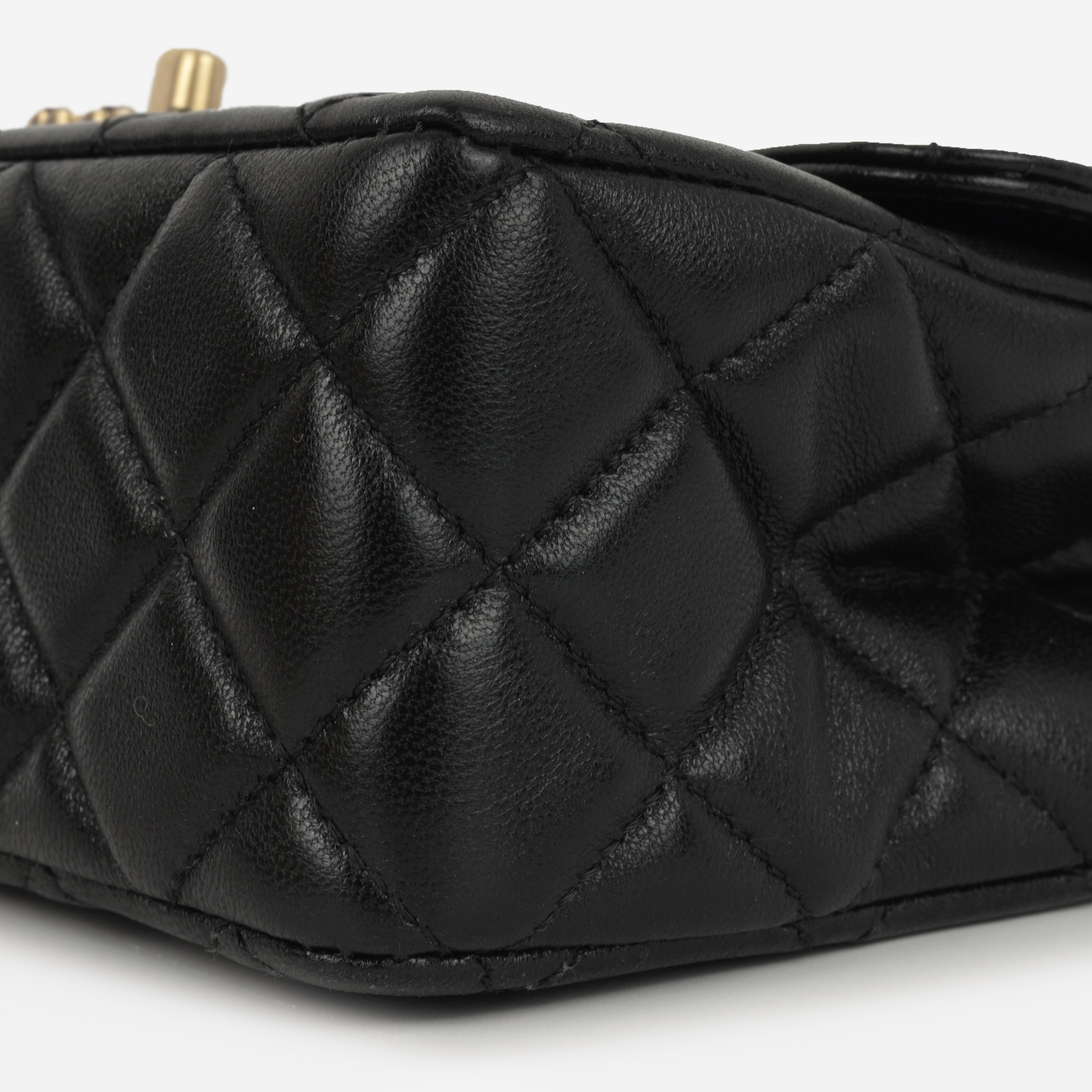 Chanel Mini Rectangular Strass Top Handle - Black Lambskin | Gold Hardware