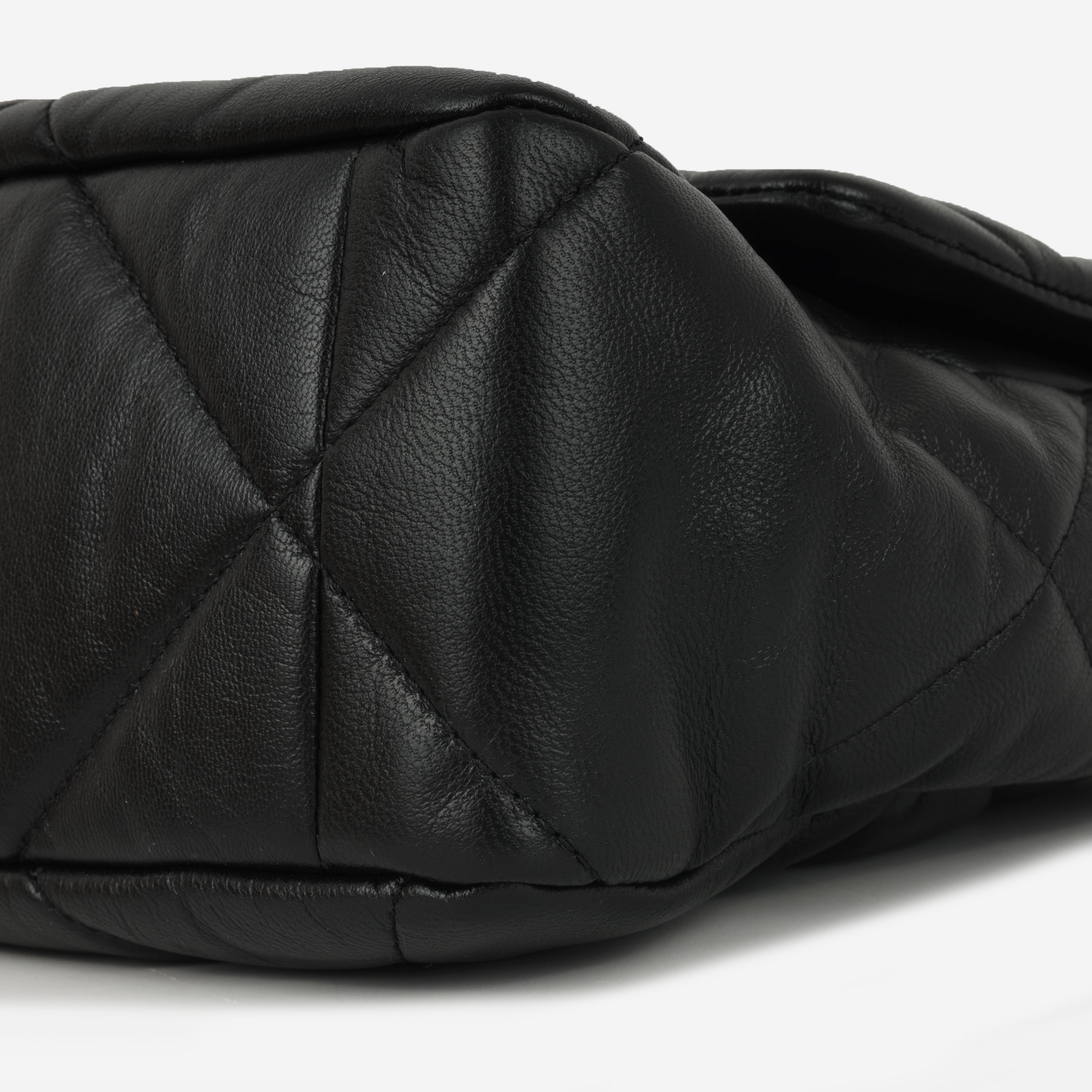 Chanel Large 19 Flap Bag - Black Lambskin | Gold and Ruthenium-tone hardware