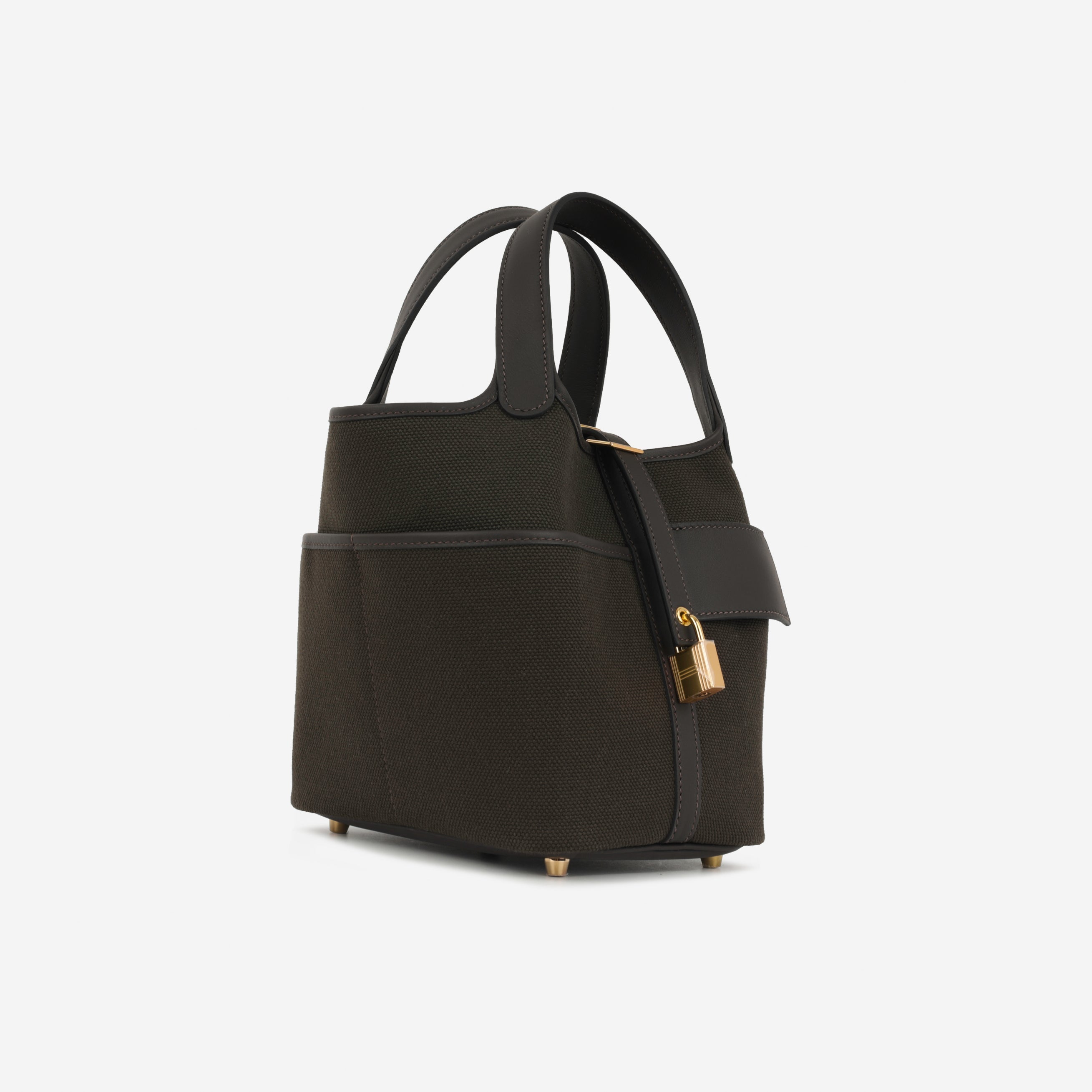 Hermès Picotin 18 Cargo - Dark Bronze Canvas / Ebene Swift | Gold Hardware