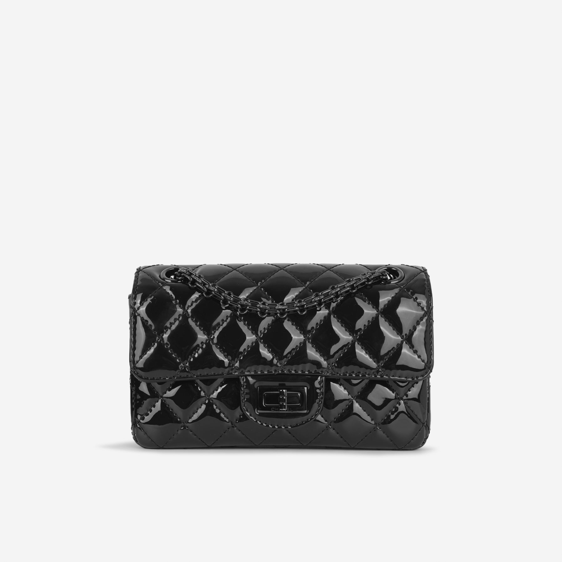 Chanel 2.55 Reissue 224 So Black  - Black Patent | Black Hardware