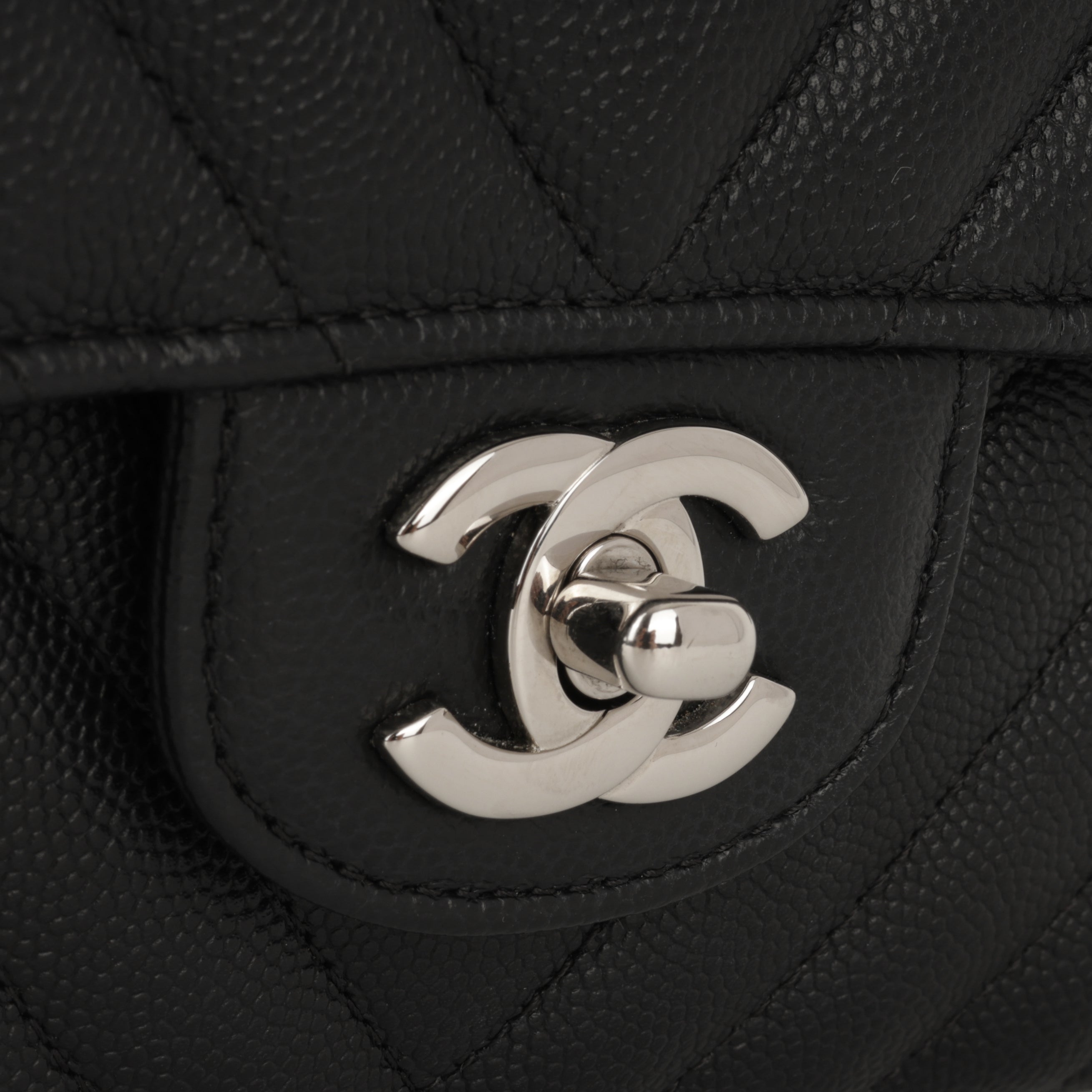 Chanel Medium Classic Flap - Black Chevron | Silver Hardware