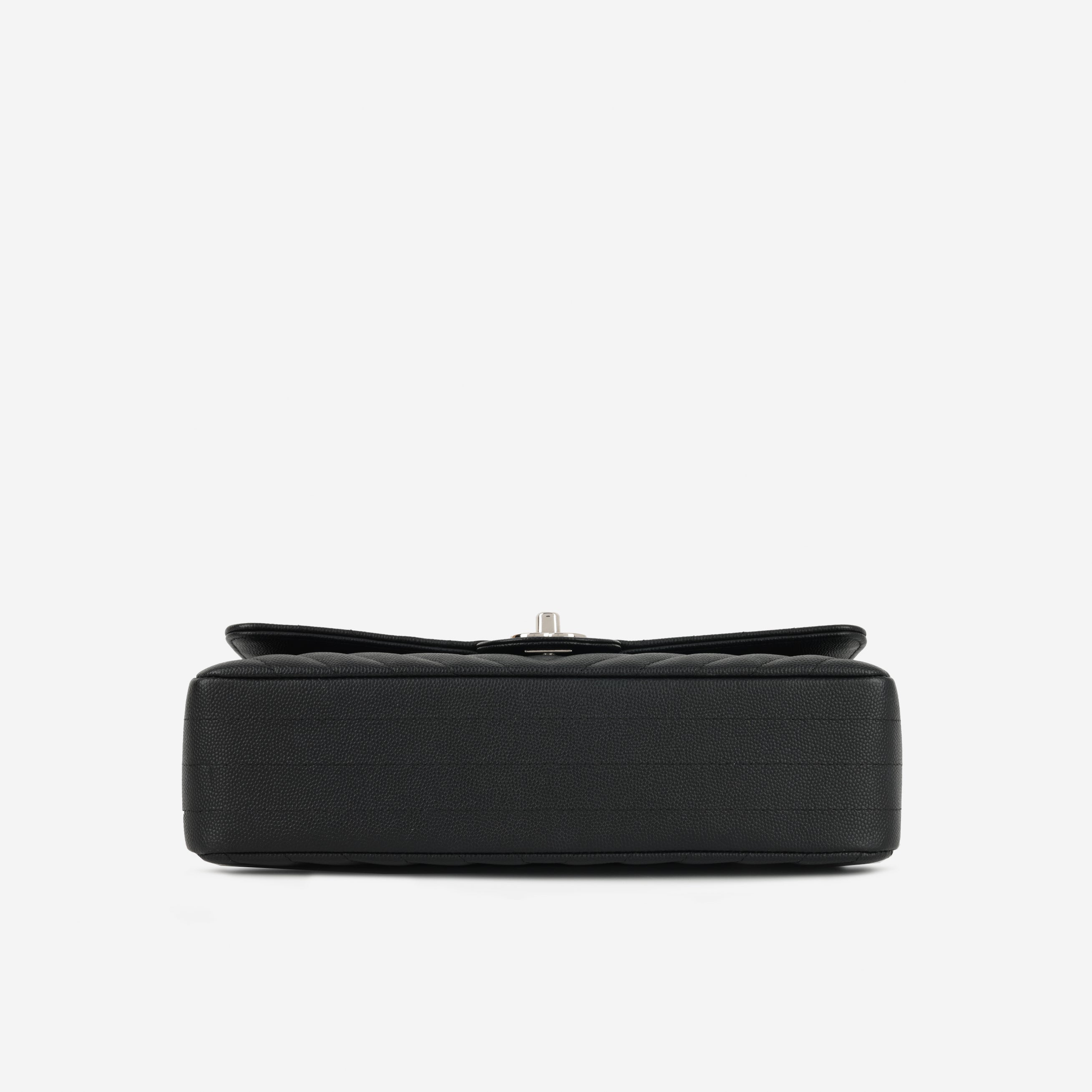 Chanel Medium Classic Flap - Black Chevron | Silver Hardware