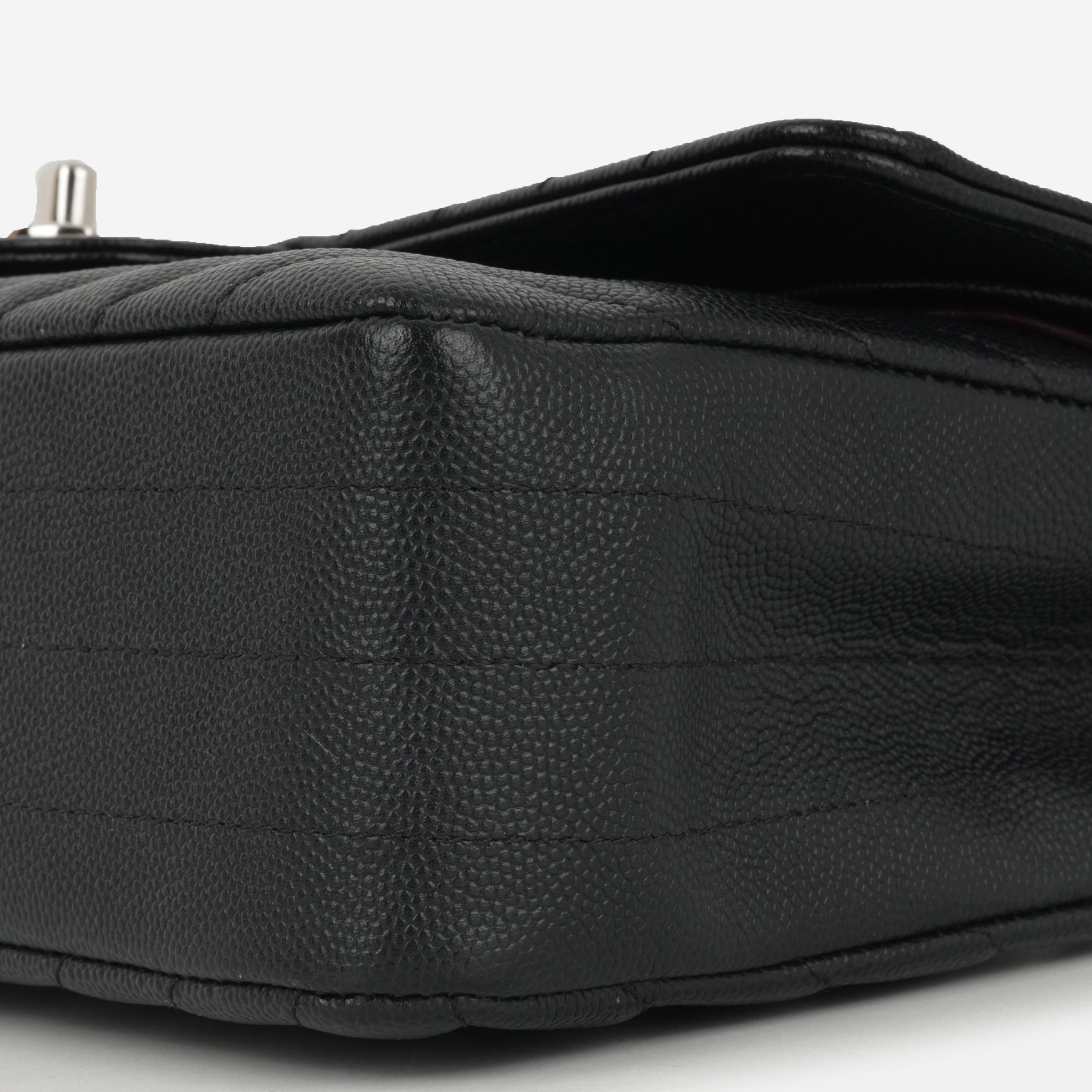 Chanel Medium Classic Flap - Black Chevron | Silver Hardware