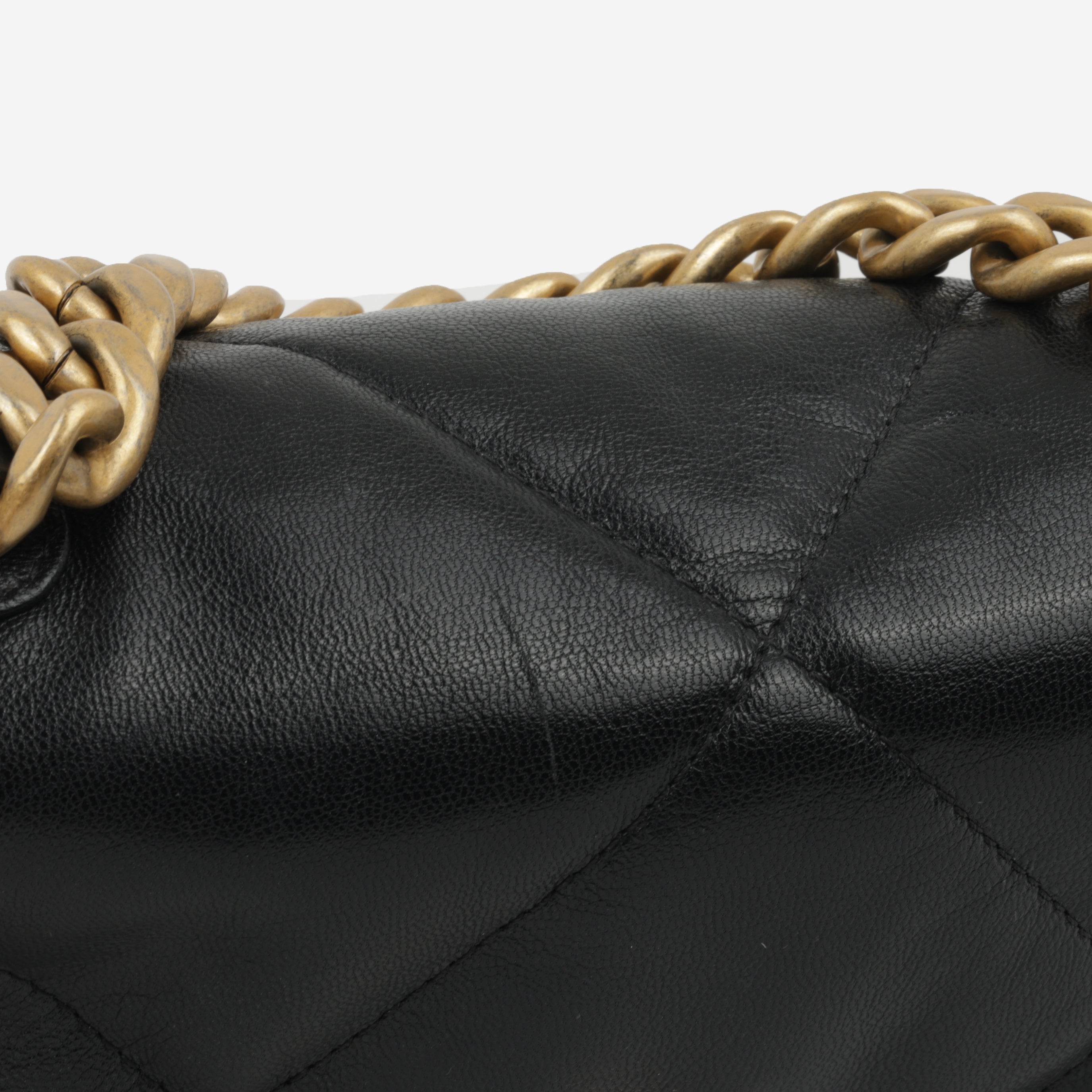 Chanel Small 19 Flap Bag - Black Lambskin | Gold & Silver Hardware