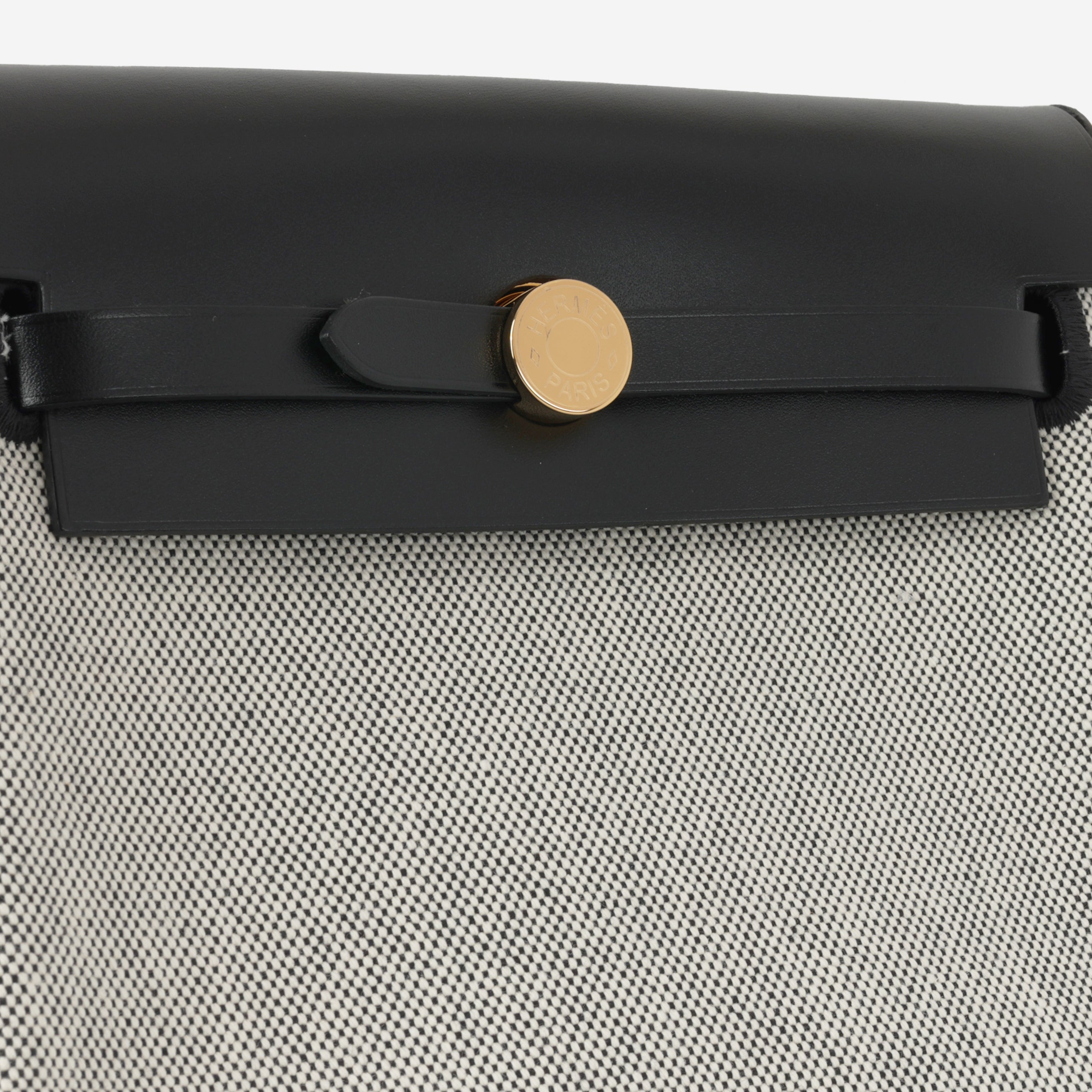 Mini Herbag 20 - Noir / Ecru Quadrille / Noir Hunter | Gold Hardware