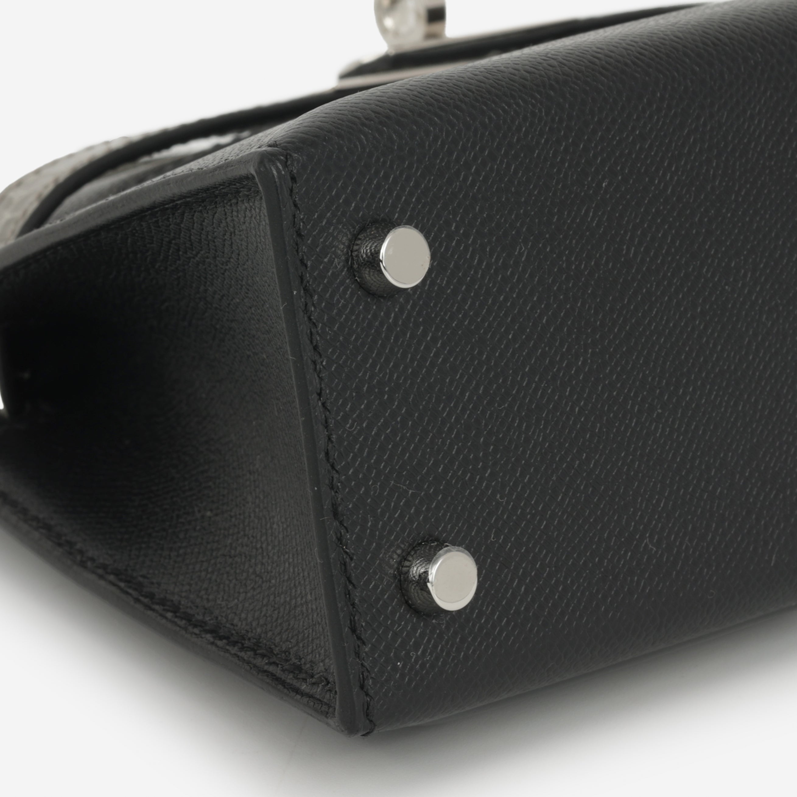 Hermès Mini Kelly Touch - Noir Madame / Gris Ciment Alligator Mississippiensis | Palladium Hardware