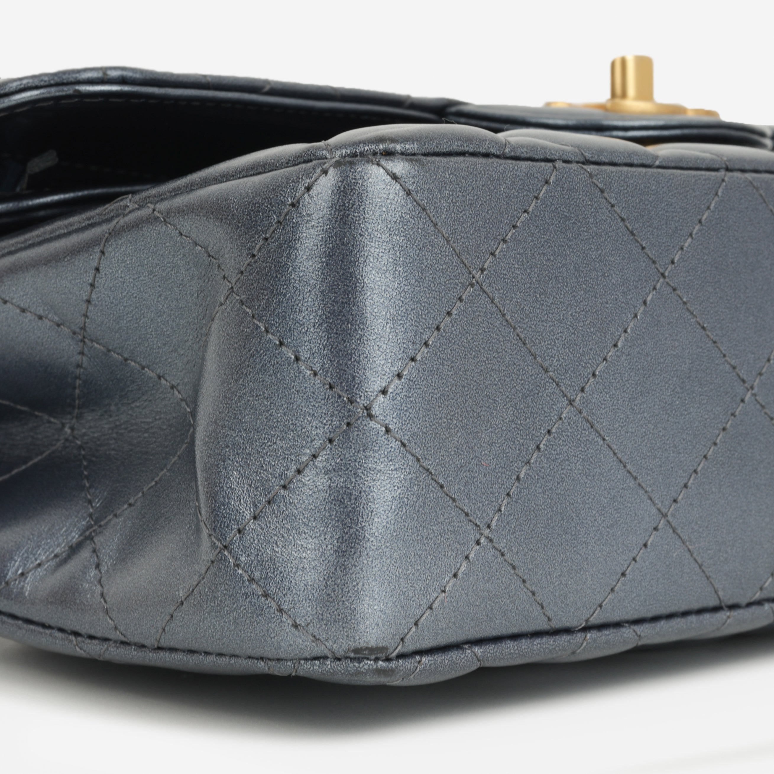 Chanel Small Classic Flap - Blue Metallic Calfskin | Gold Hardware