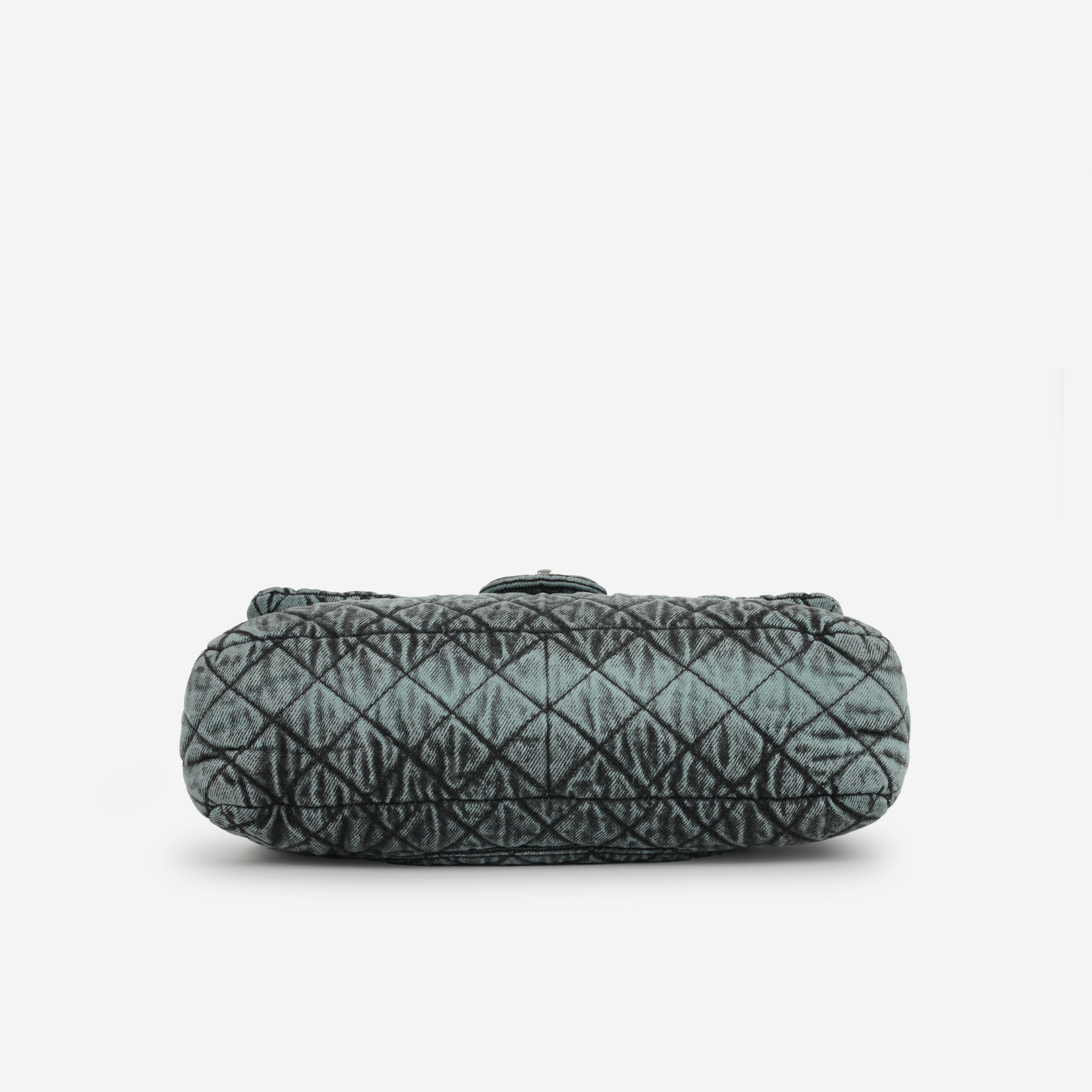 20c Seasonal Jumbo Flap - Teal / Black Denimpression  | Silver Hardware
