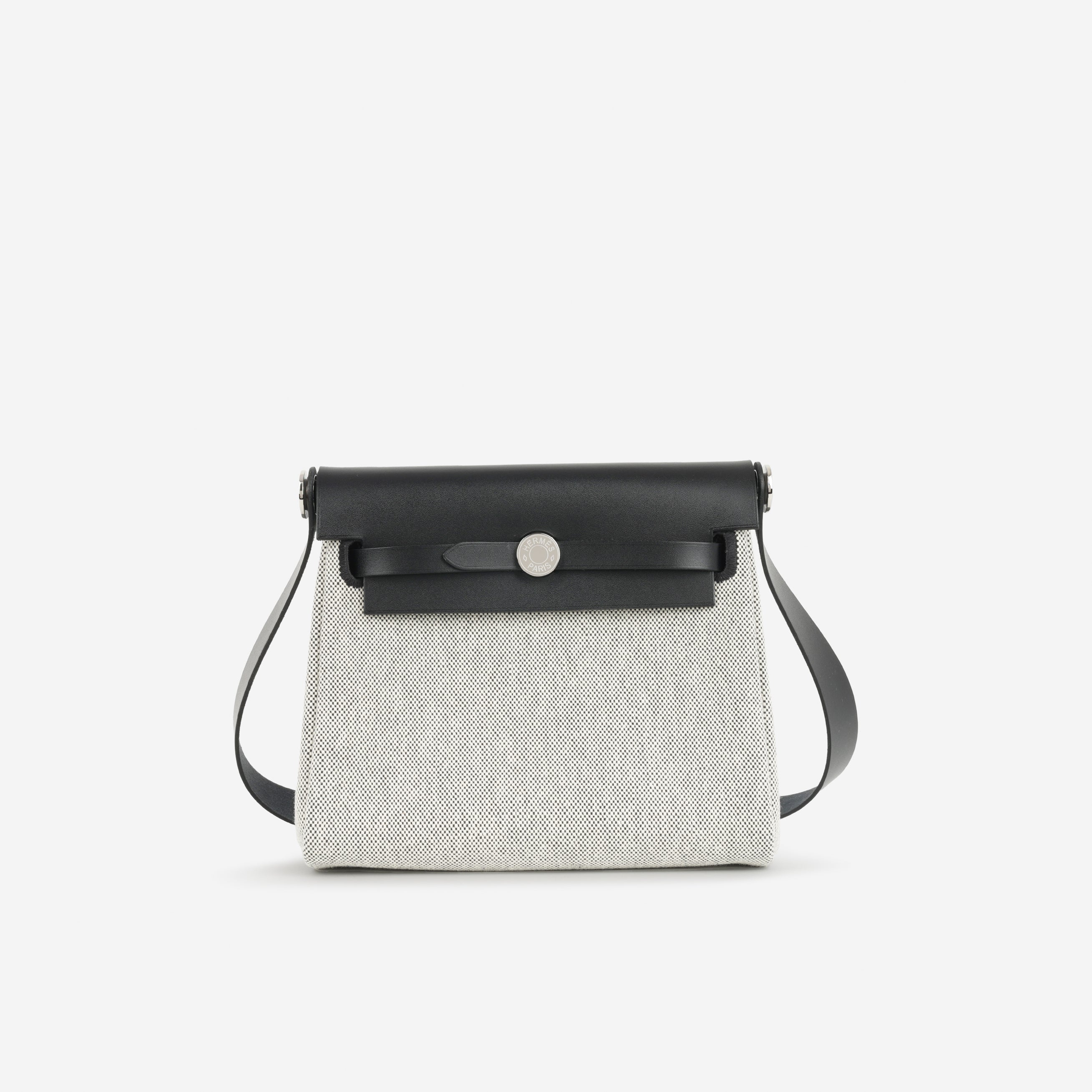 Hermès Herbag 20 - Noir / Ecru Quadrille / Noir Hunter | Palladium Hardware