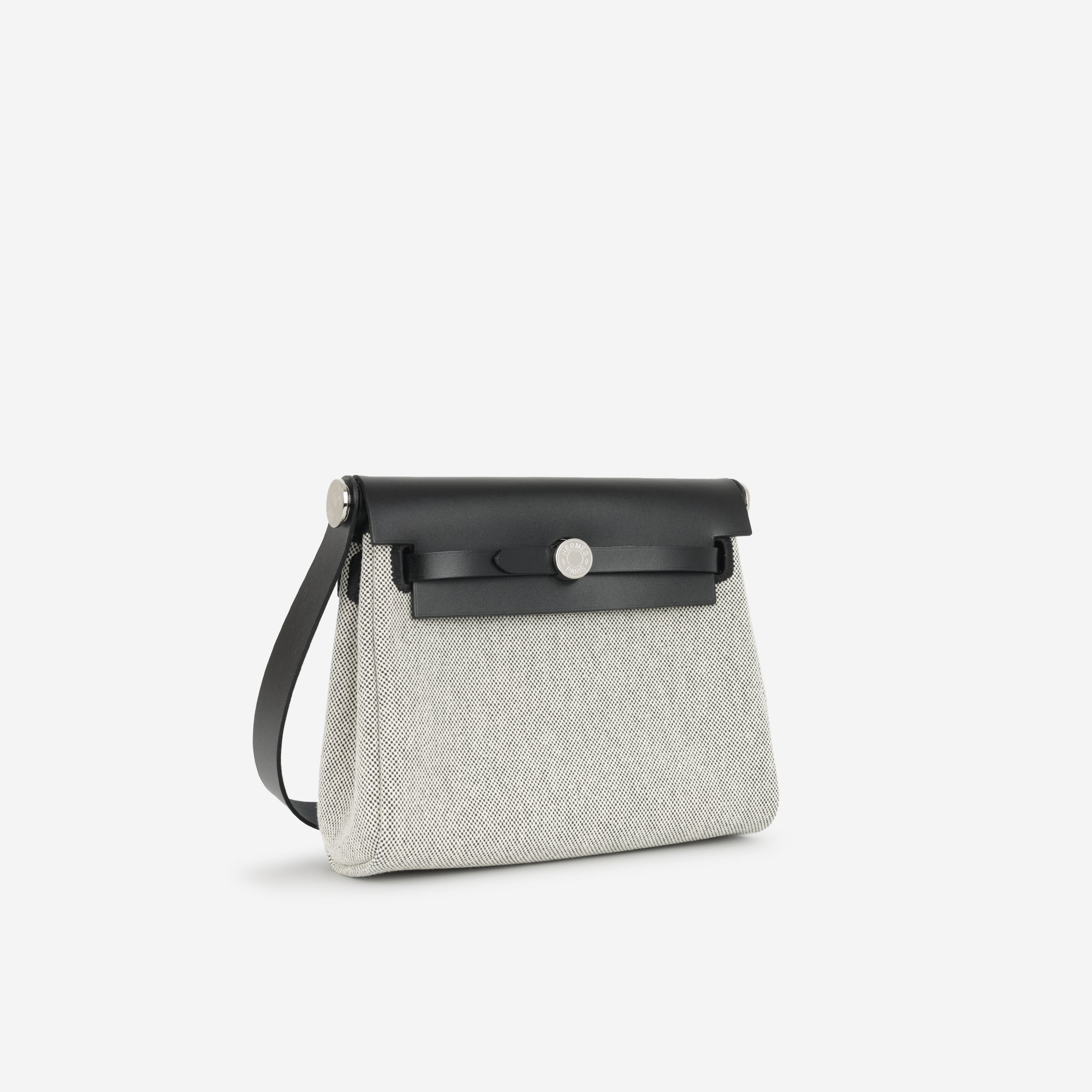 Hermès Herbag 20 - Noir / Ecru Quadrille / Noir Hunter | Palladium Hardware