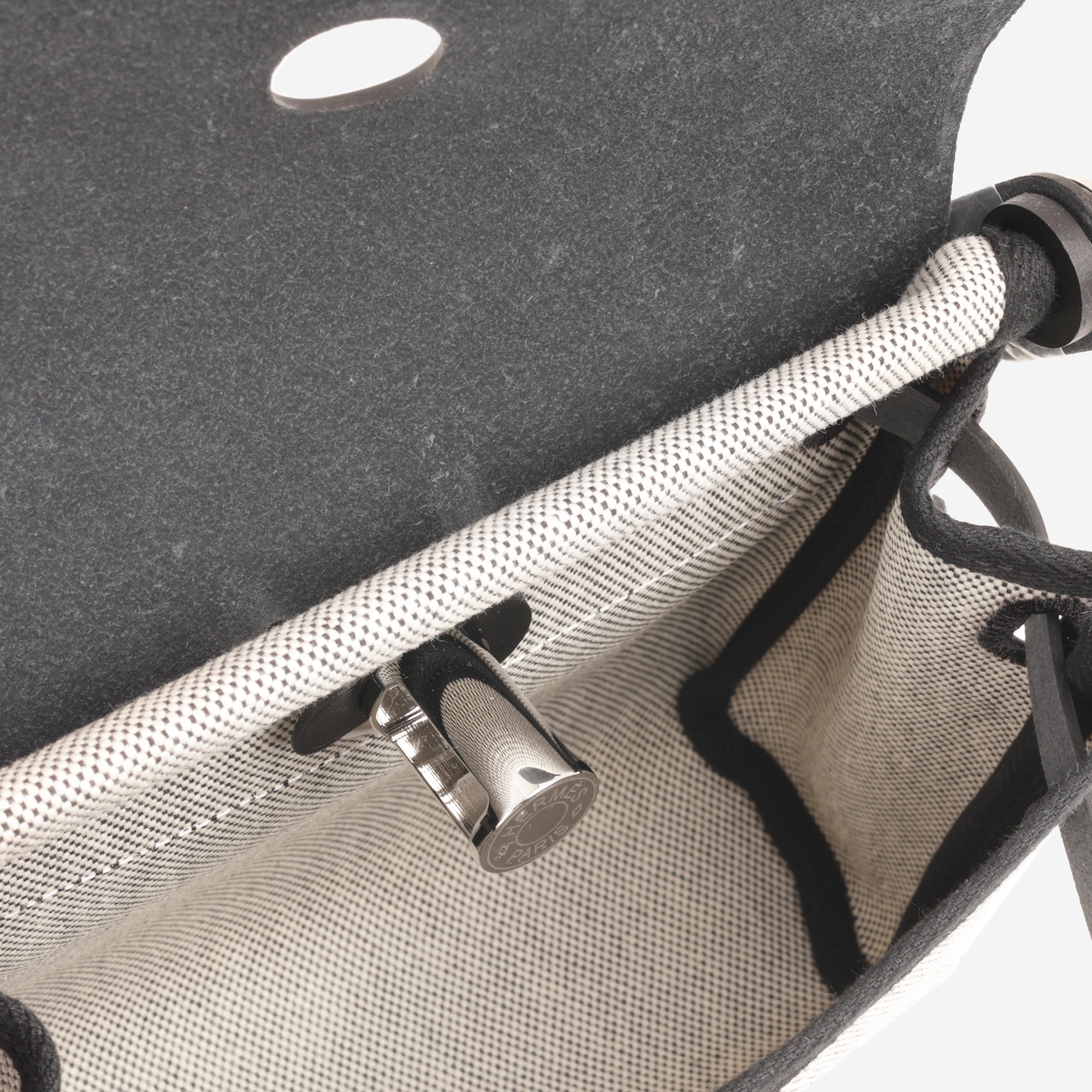 Hermès Herbag 20 - Noir / Ecru Quadrille / Noir Hunter | Palladium Hardware