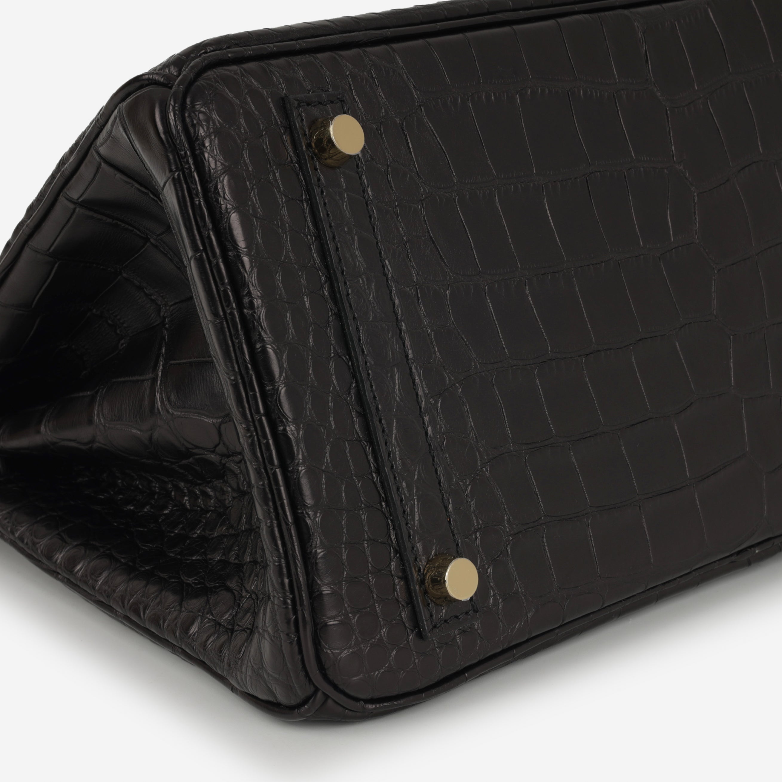 HSS Hermès Birkin 30 - Black Matte Alligator / Orange Interior | Permabrass Hardware