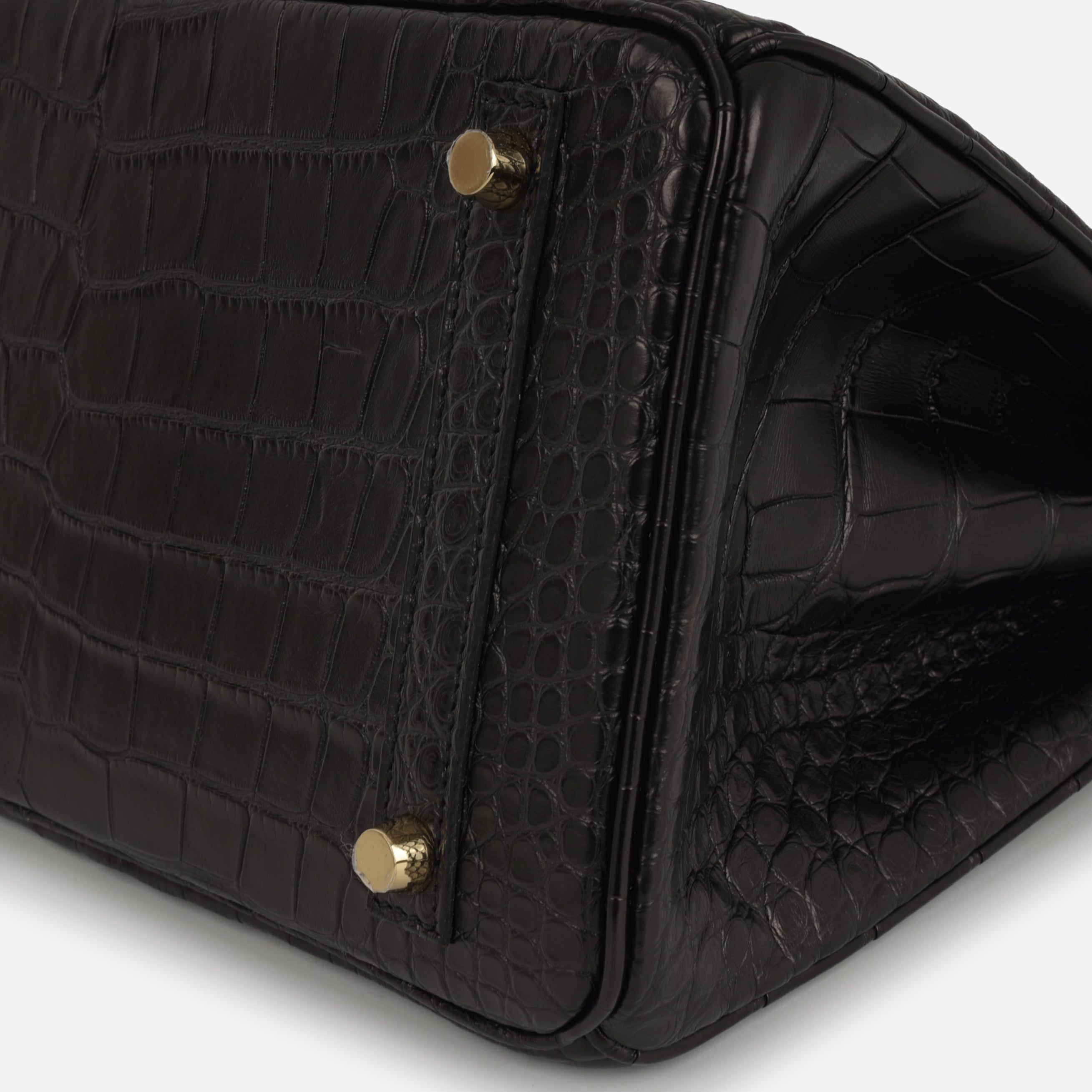 HSS Hermès Birkin 30 - Black Matte Alligator / Orange Interior | Permabrass Hardware