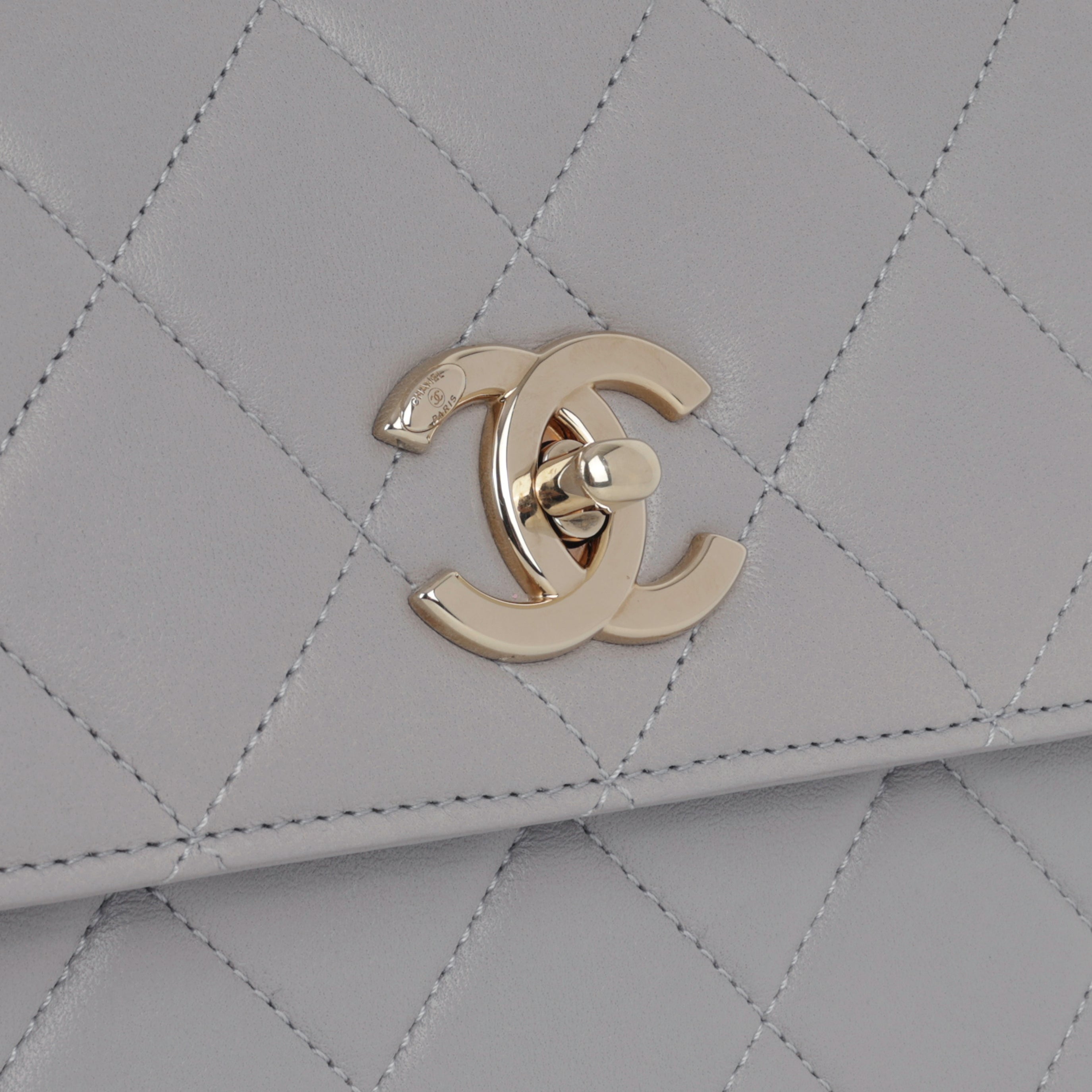 Chanel Small Trendy CC Flap Bag - Light Grey Lambskin | Champagne Gold Hardware