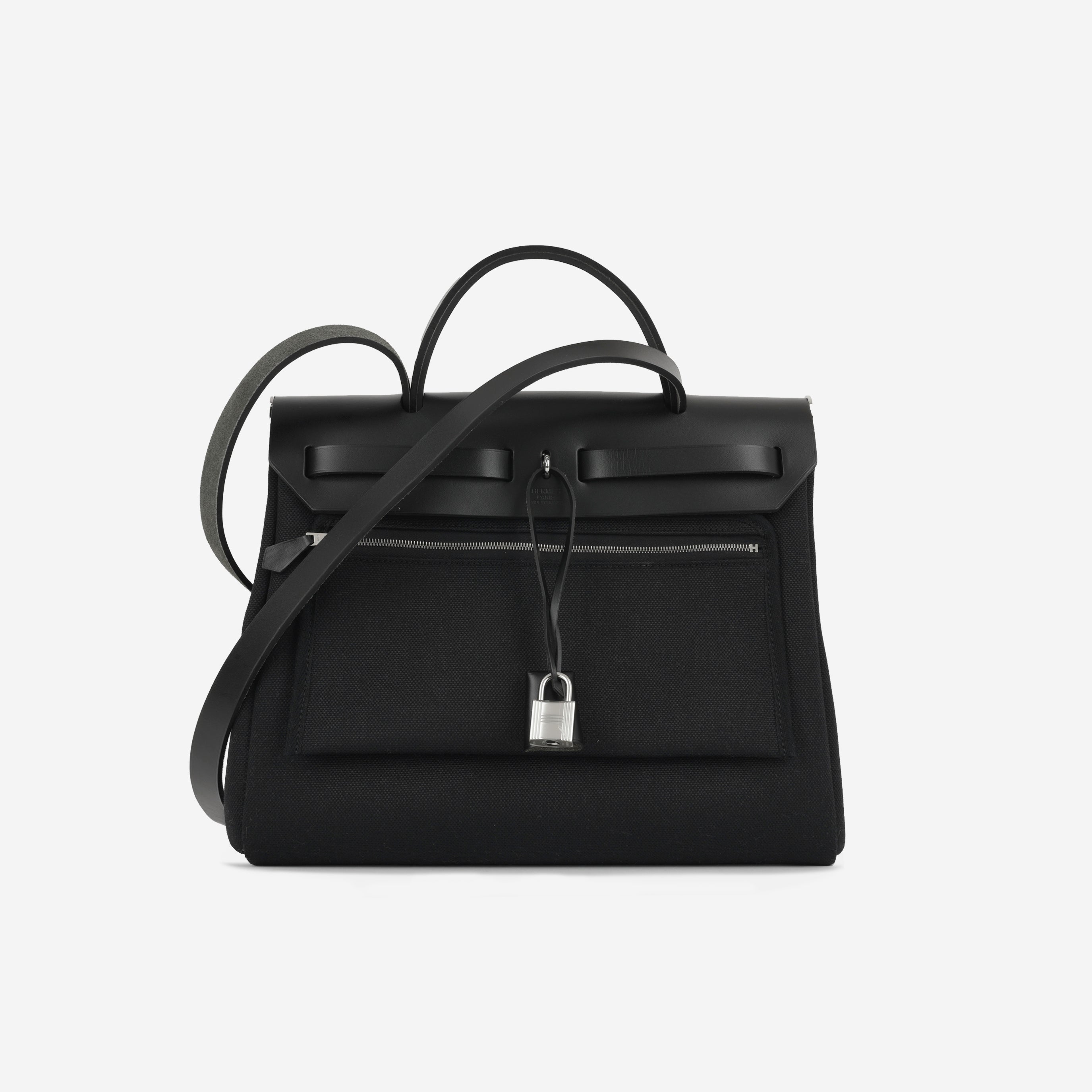 Hermès Herbag 31 - Black Canvas / Hunter | Palladium Hardware