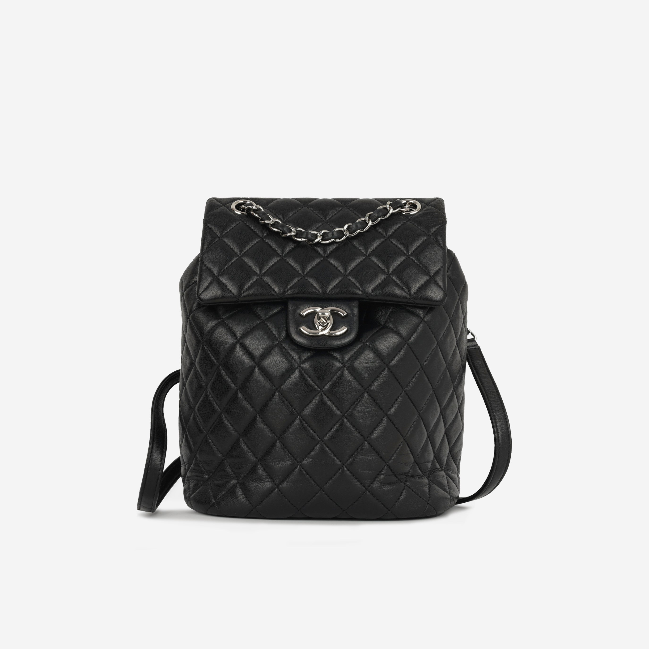 Chanel Small Urban Spirit Backpack - Black Lambskin | Silver Hardware