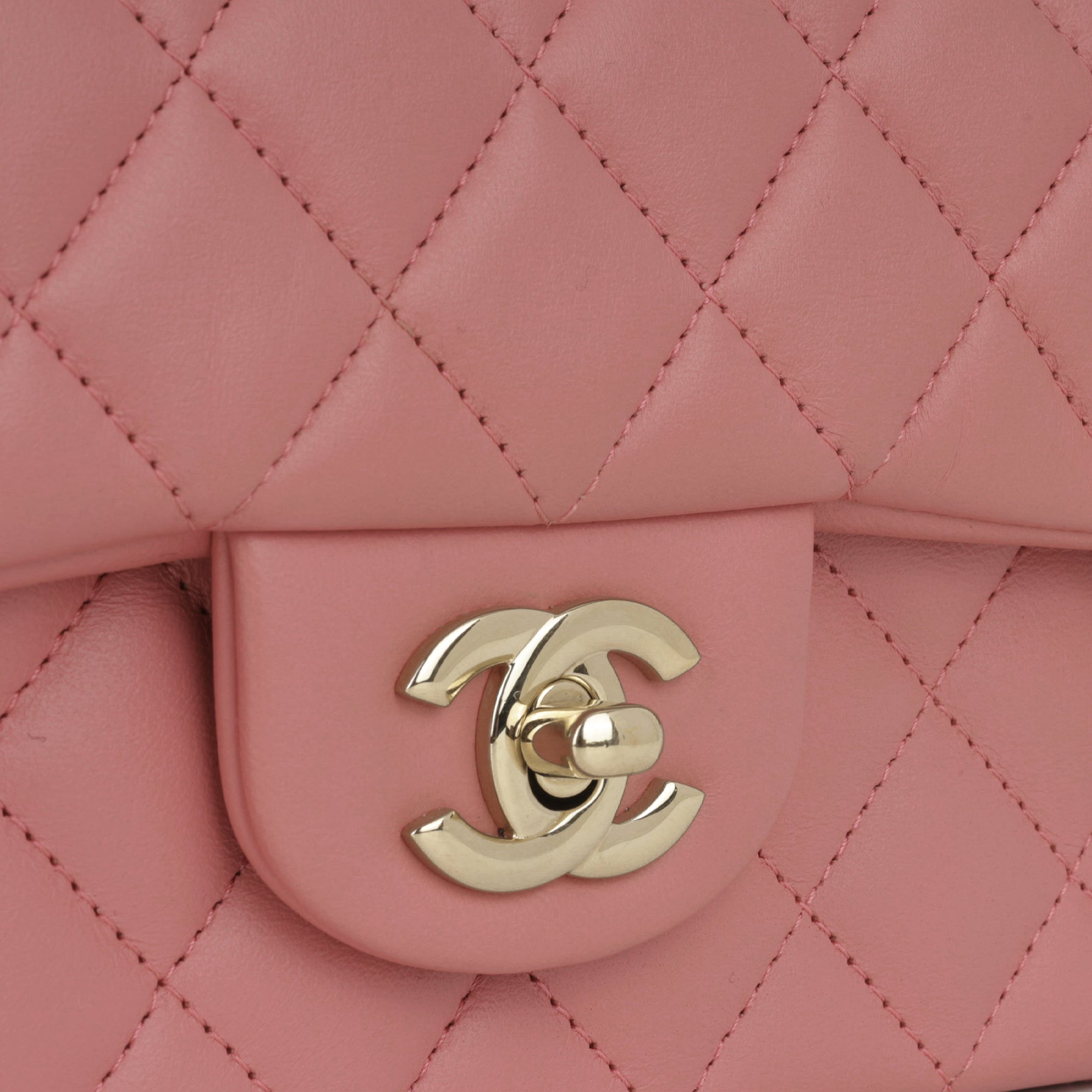 Chanel Mini Top Handle Flap - Pink Lambskin  | Champagne Gold Hardware