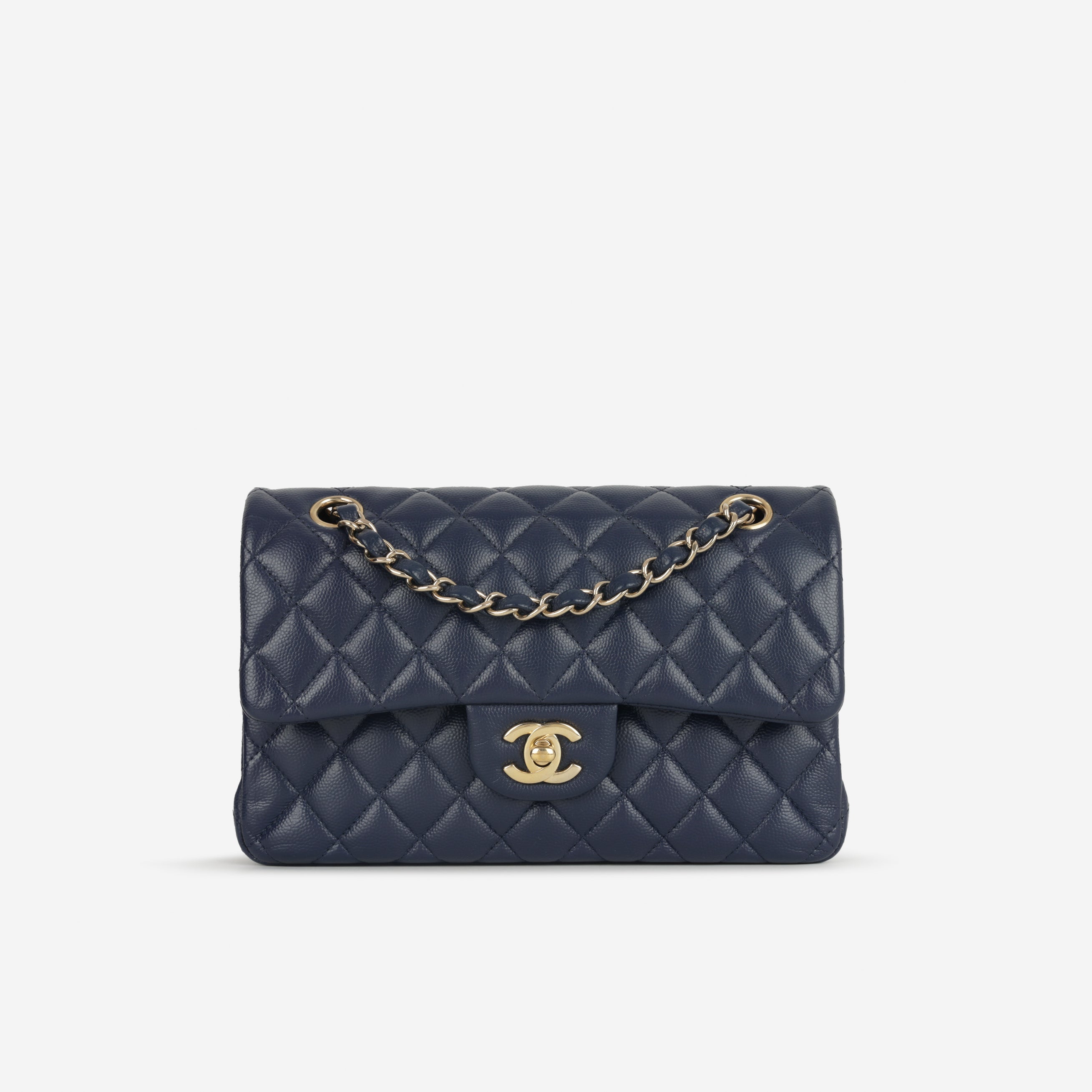 Chanel Small Classic Flap - Navy Caviar | Champagne Gold Hardware