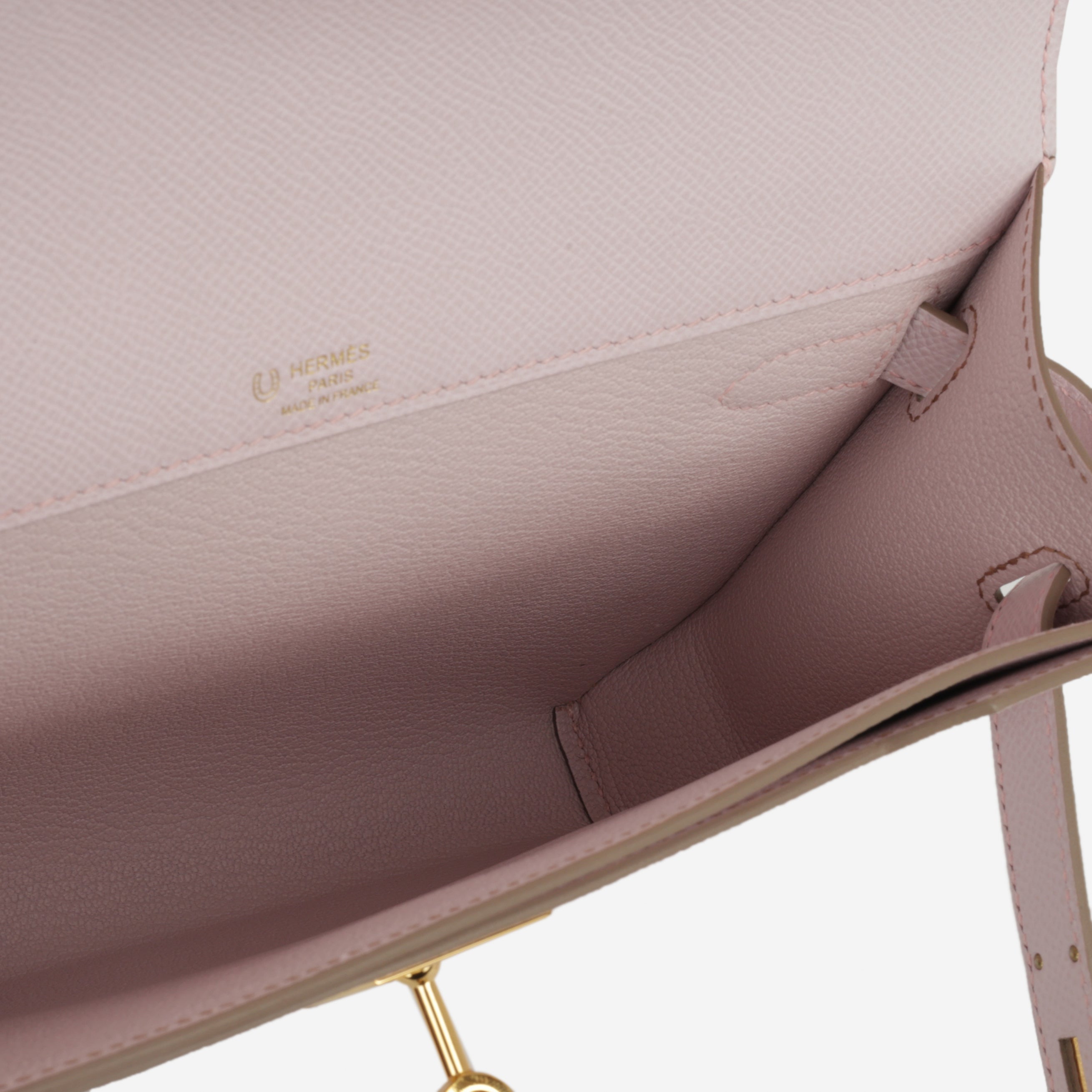Hermès HSS Kelly Dépêches 25 - Mauve Pale Epsom / Rose Sakura Stitching | Gold Hardware