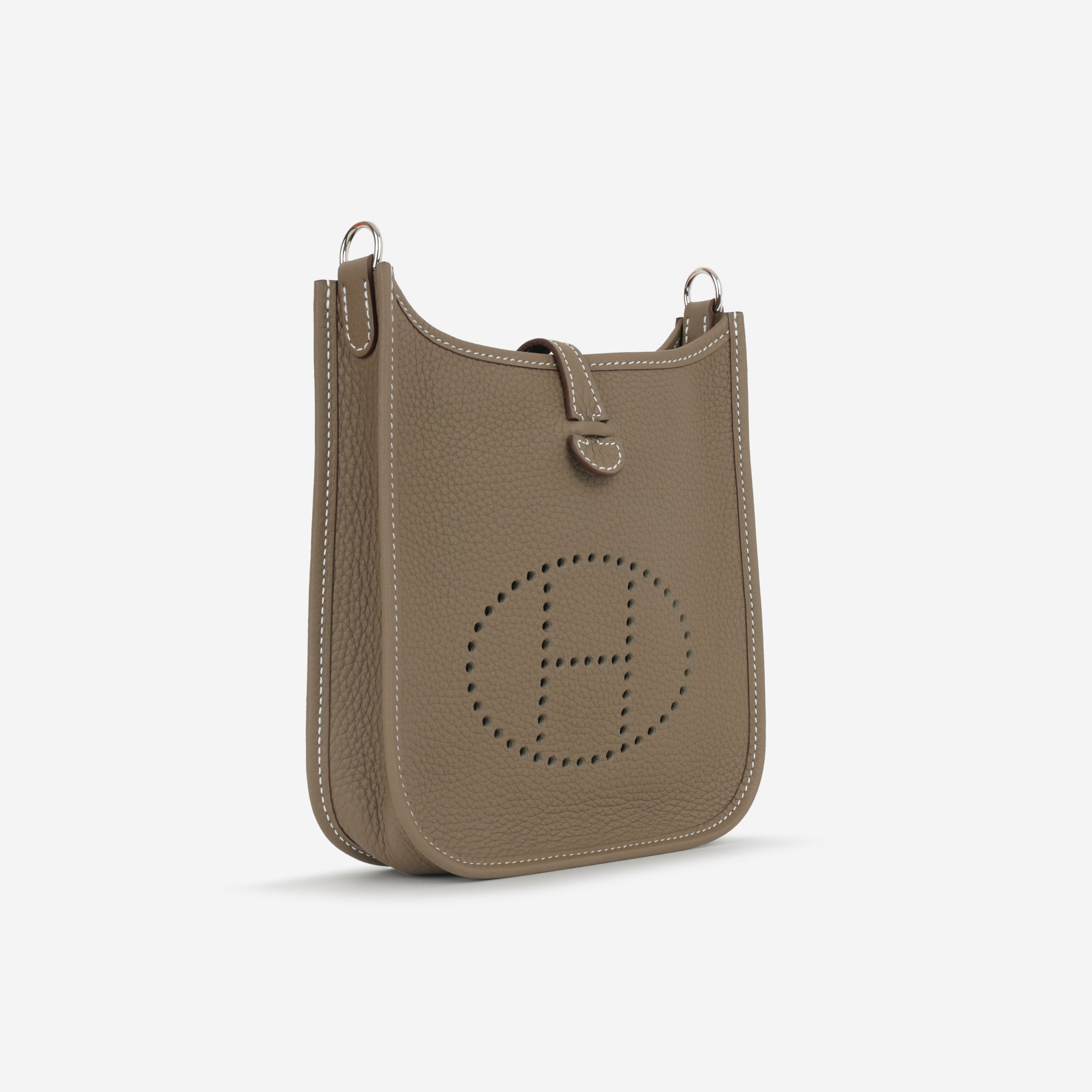 Hermès Mini Evelyne - Etoupe Clemence / Etoupe Strap | Palladium Hardware