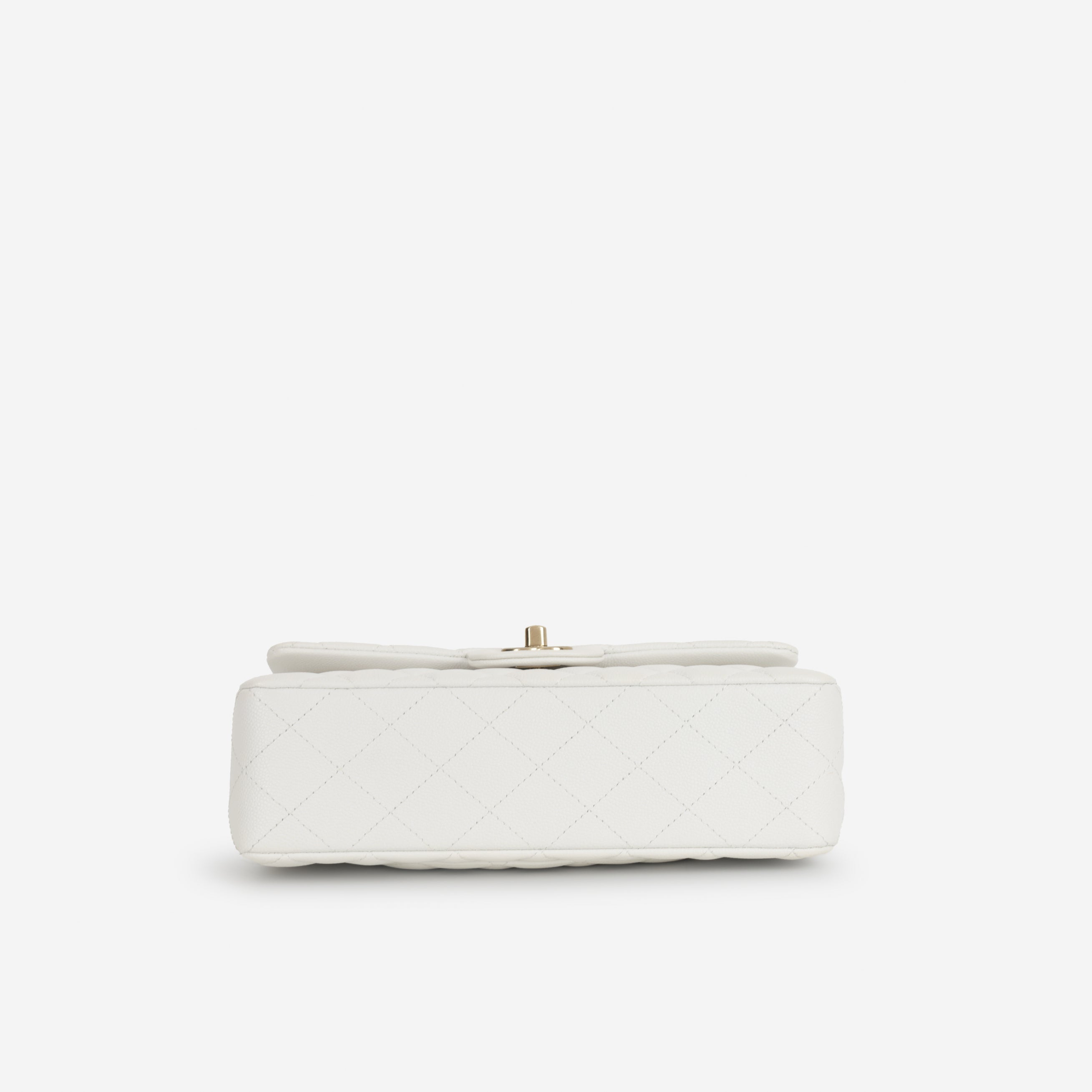 Chanel Small Classic Flap - White Caviar | Champagne Gold Hardware