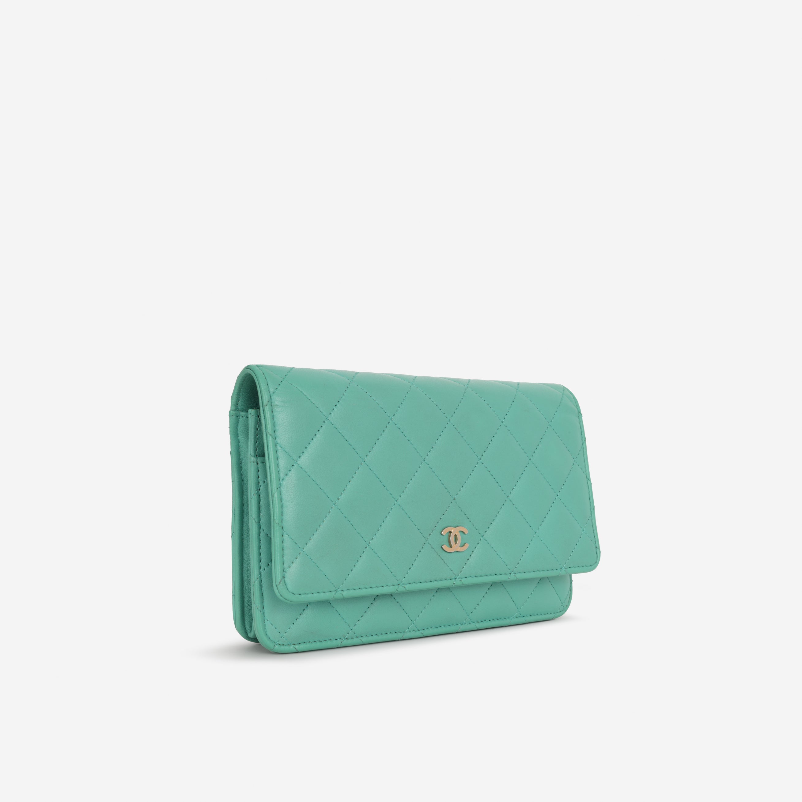 Chanel Classic Wallet on Chain - Teal Lambskin | Champagne Gold Hardware
